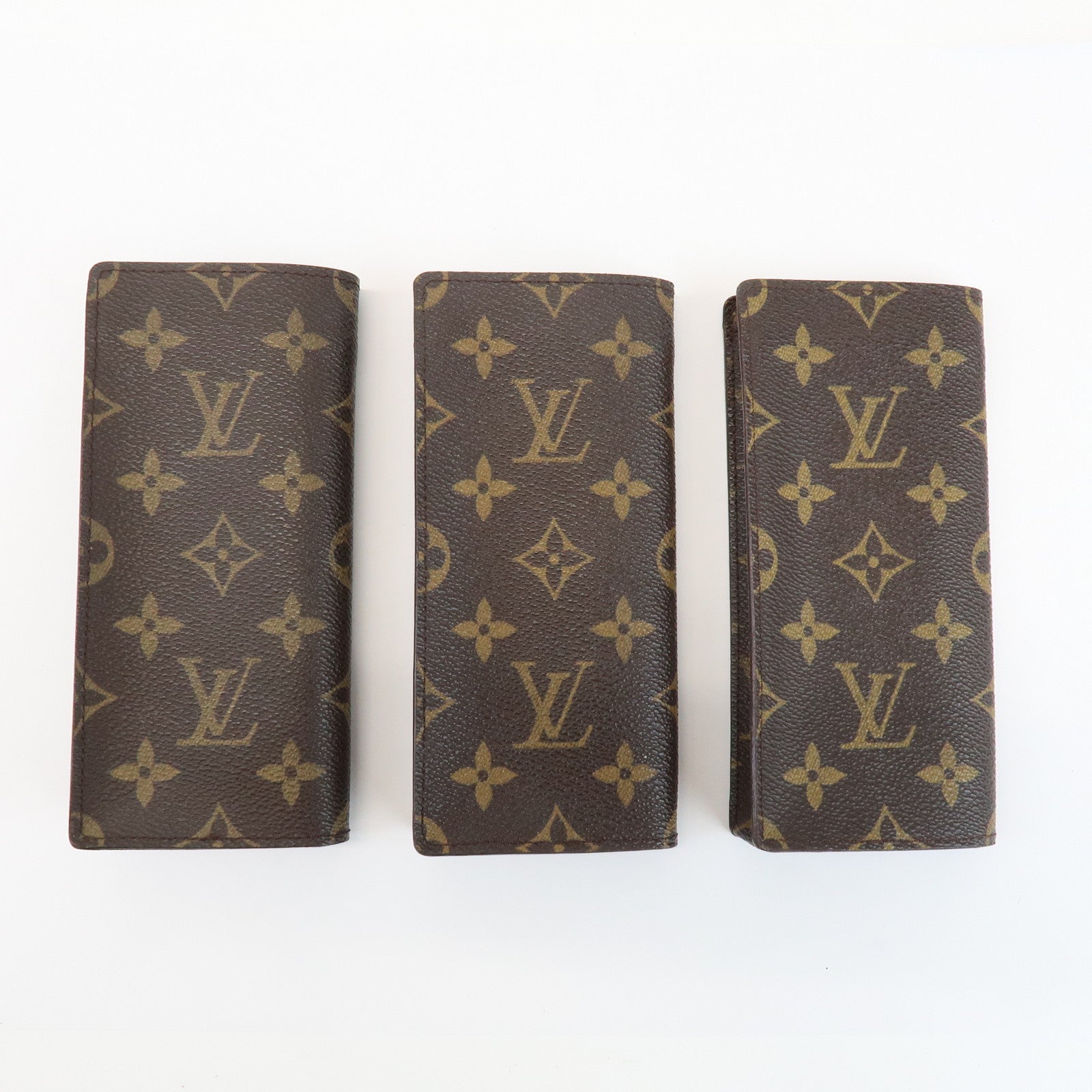 Louis Vuitton Monogram Leather Set of 3 Glasses Case Brown M62962