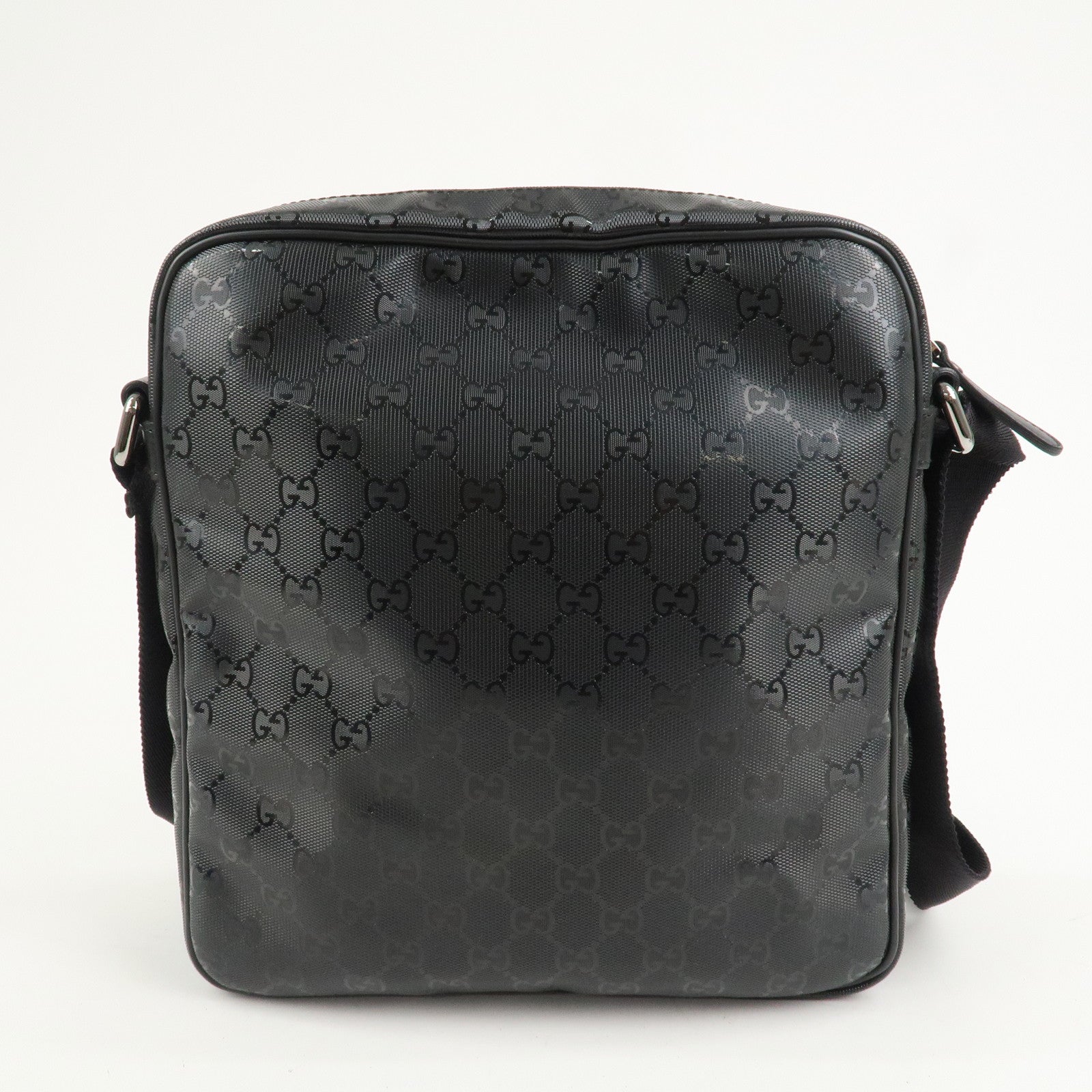 GUCCI GG Imprime Monogram PVC Shoulder Bag Cross Body Bag Black 201448