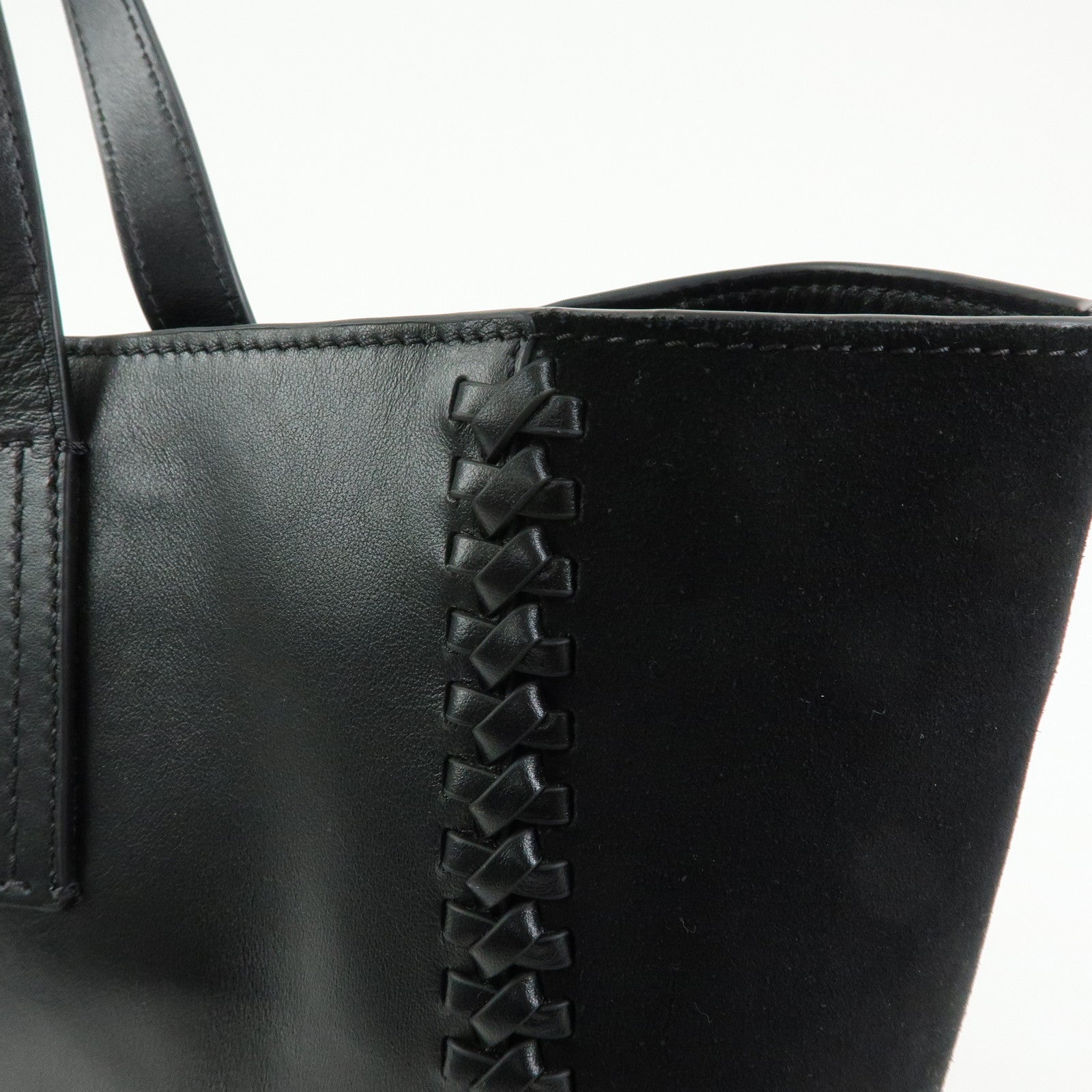 Chloe See By Chloe Leather Suede Tote Bag Shoulder Bag Black