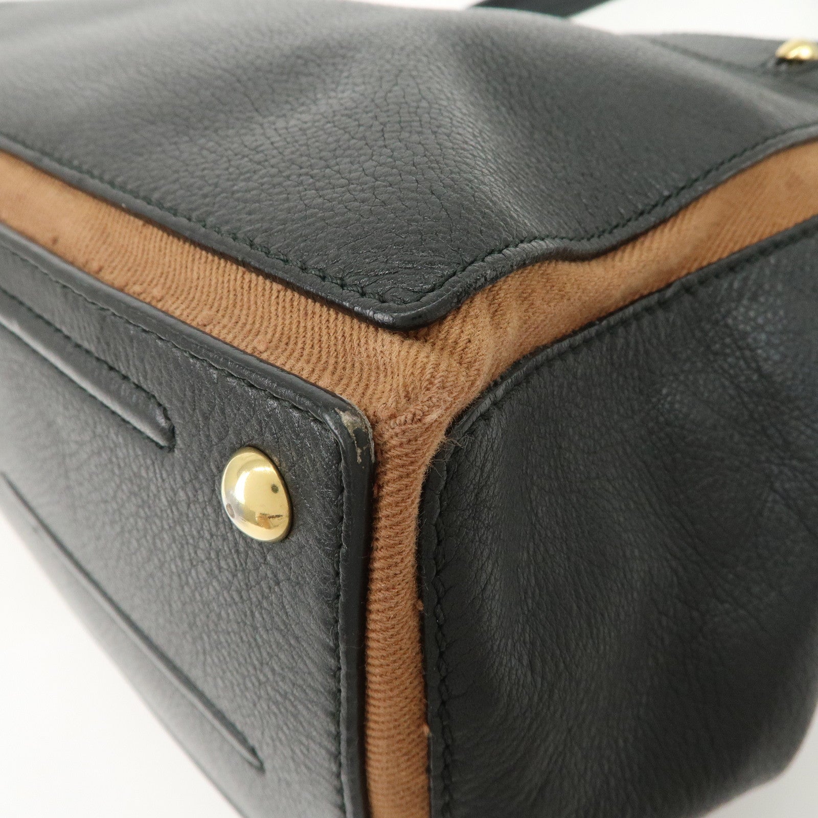 SAINT LAURENT Leather Shoulder Bag Black Brown Gold HDW 229680