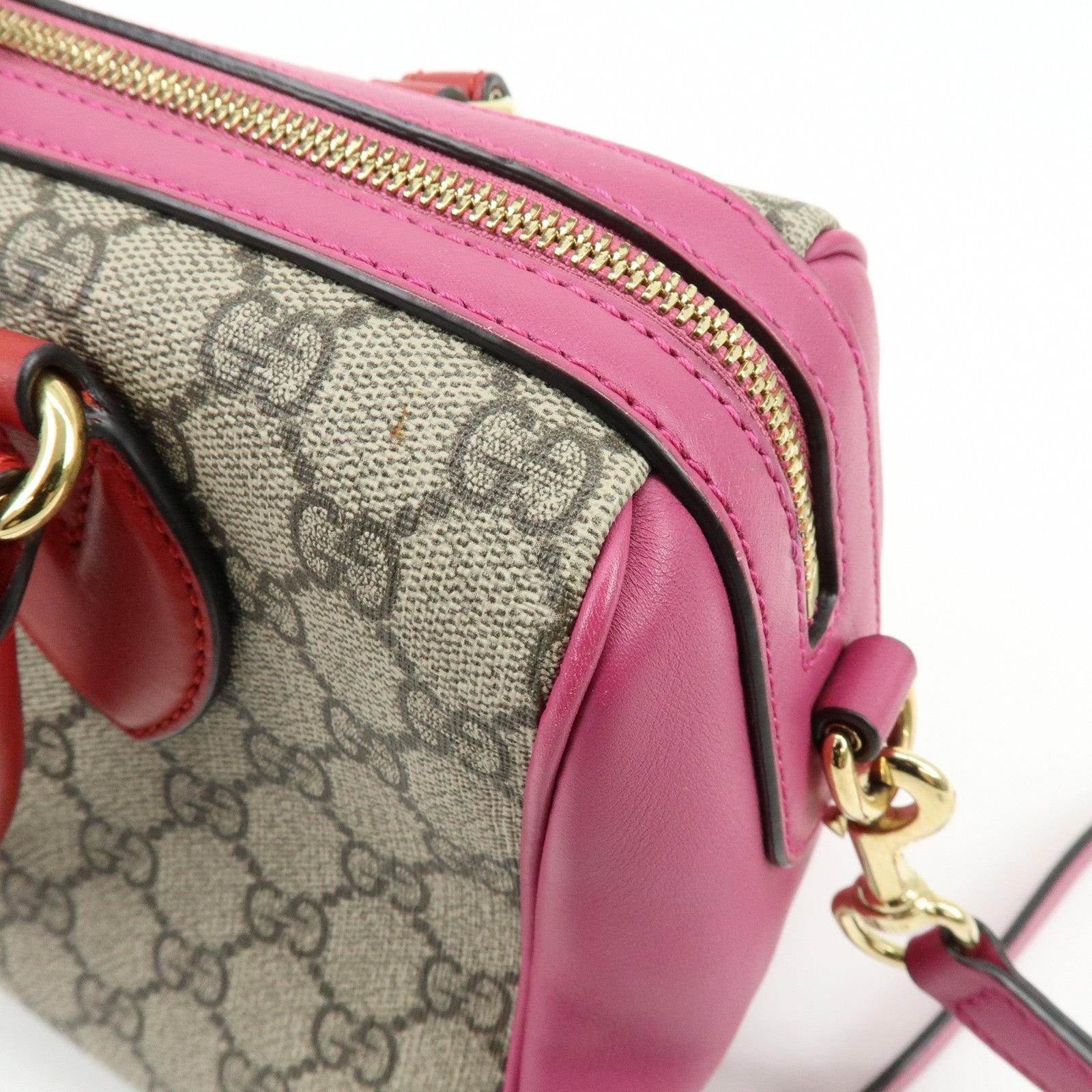 GUCCI GG Supreme Leather 2Way Bag Hand Shoulder Bag Beige 409529