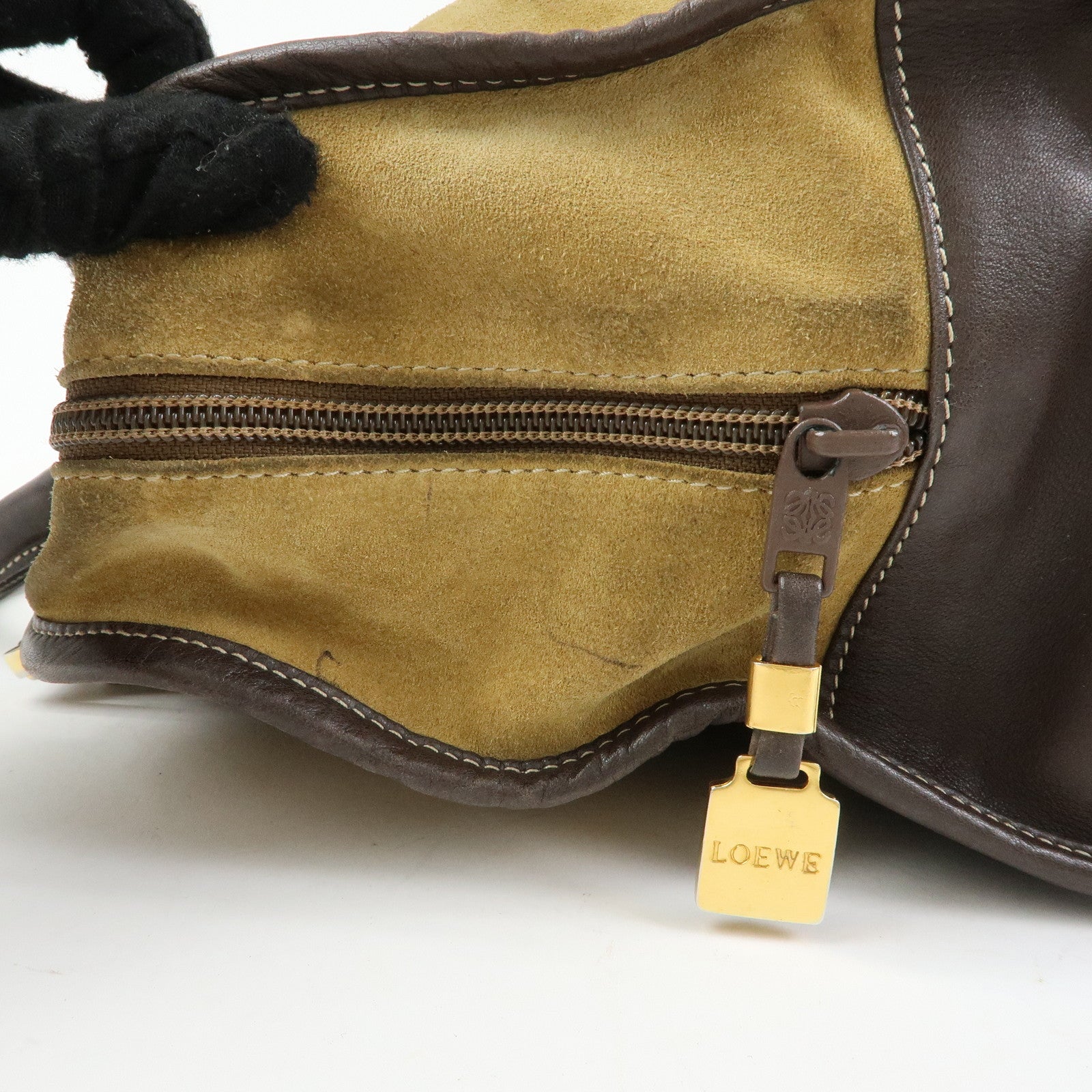 LOEWE Anagram Suede Leather Amazona 32 Hand Bag Boston Bag Brown