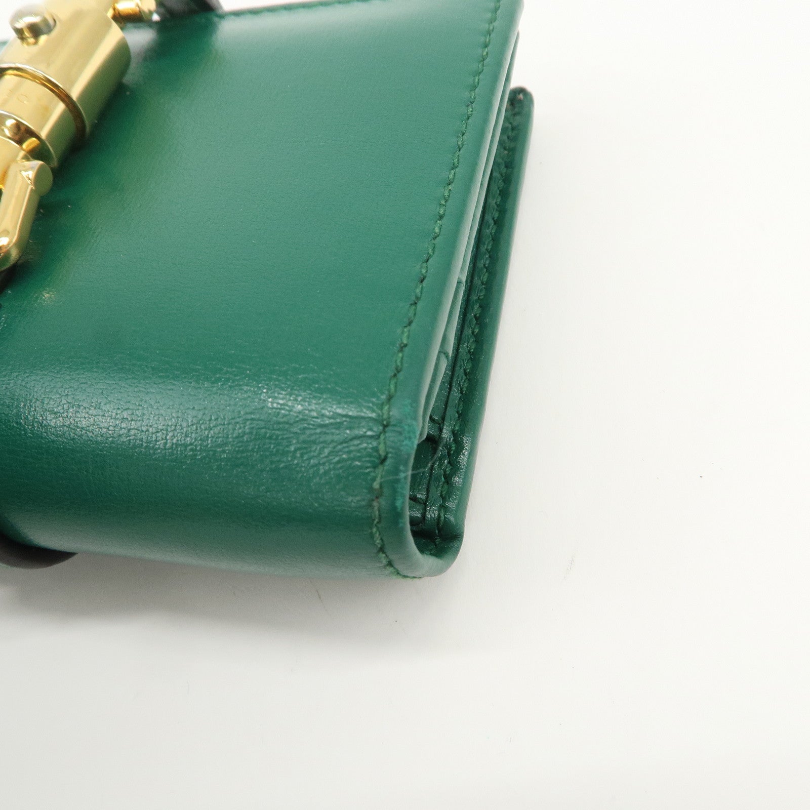 GUCCI Jackie 1961 Leather Bi-Fold Compact Wallet Green 645536