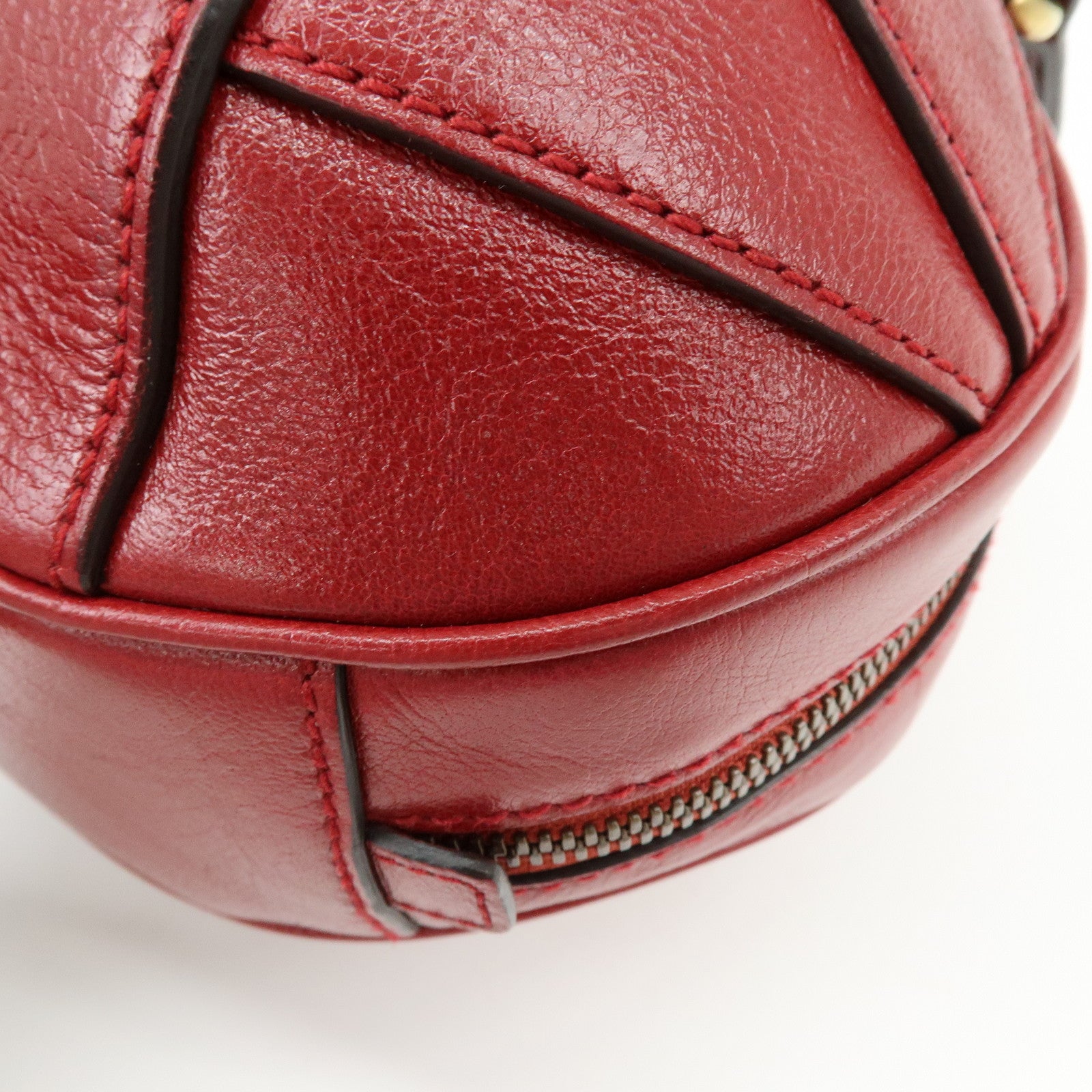 GUCCI Leather Basketball Shaped Mini Hand Shoulder Bag Red 547855