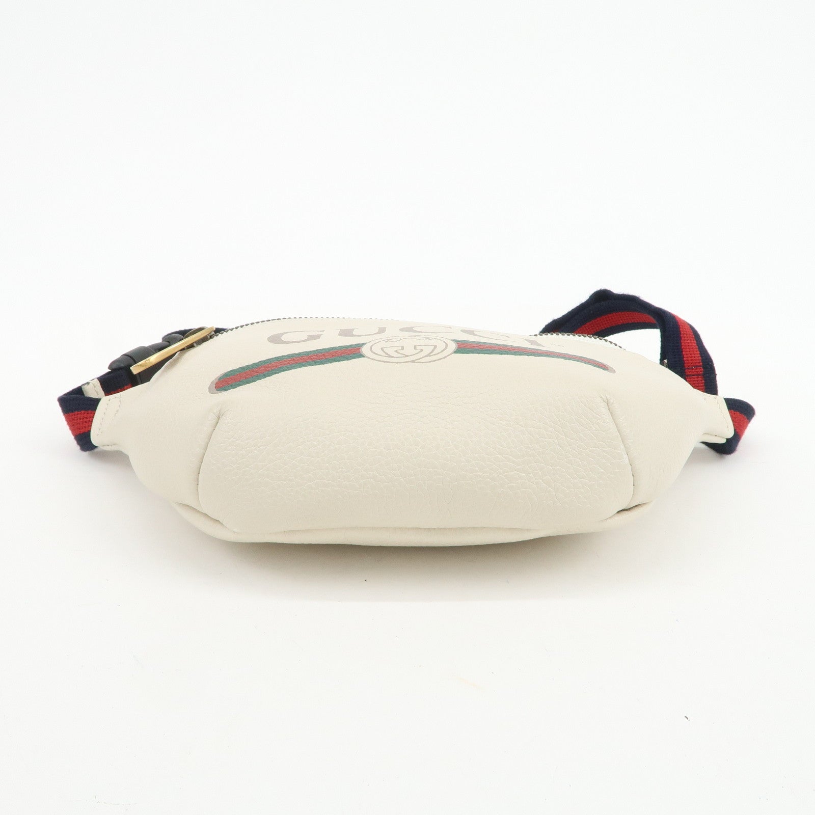 GUCCI Sherry Leather Canvas Waist Bag Crossbody Bag Ivory 527792