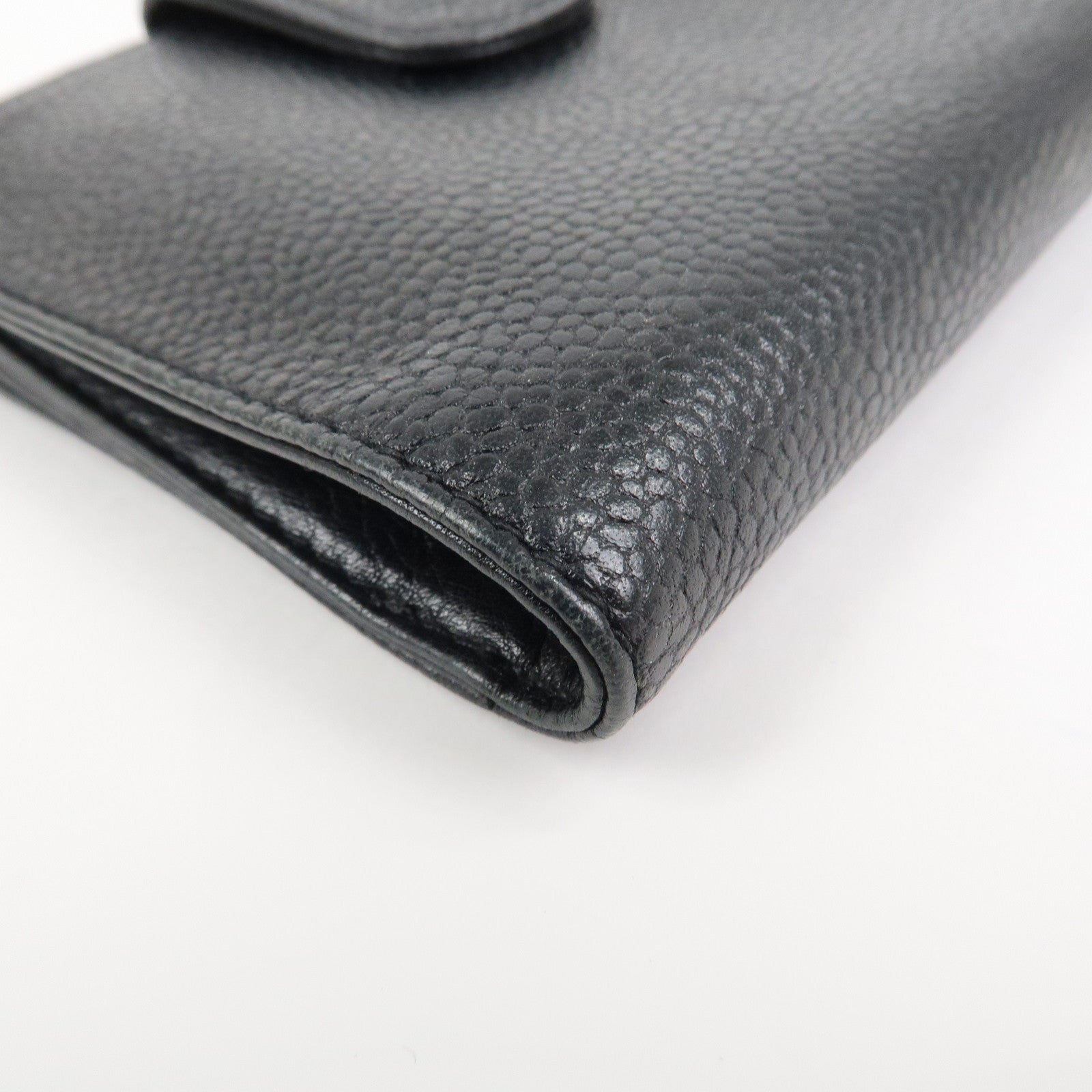 CHANEL COCO Mark W Hook Bi-fold Compact Wallet Black A01427