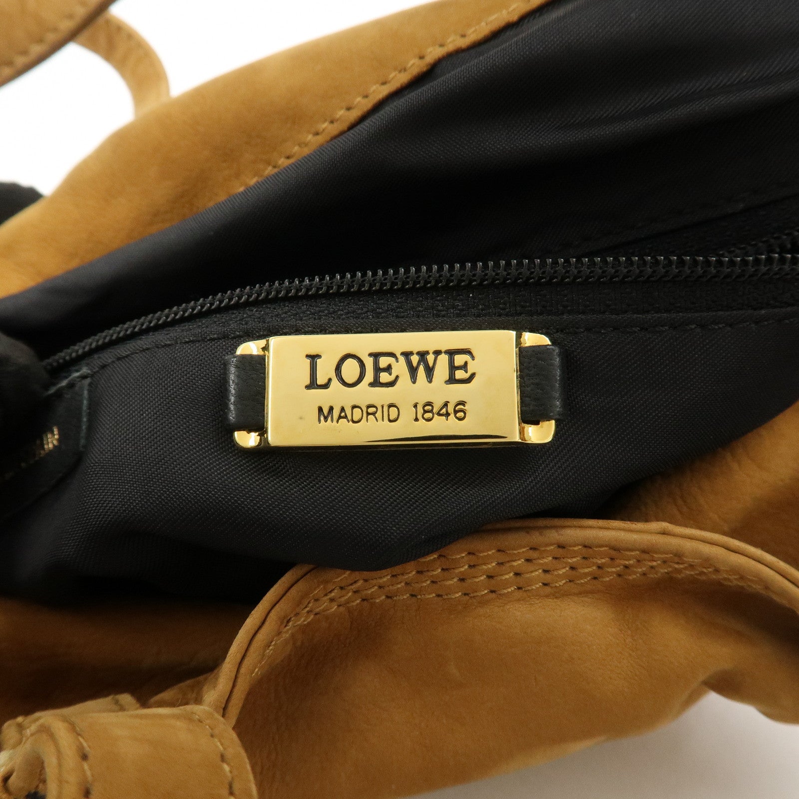 LOEWE Anagram Suede Drawstring Hand Bag Brown