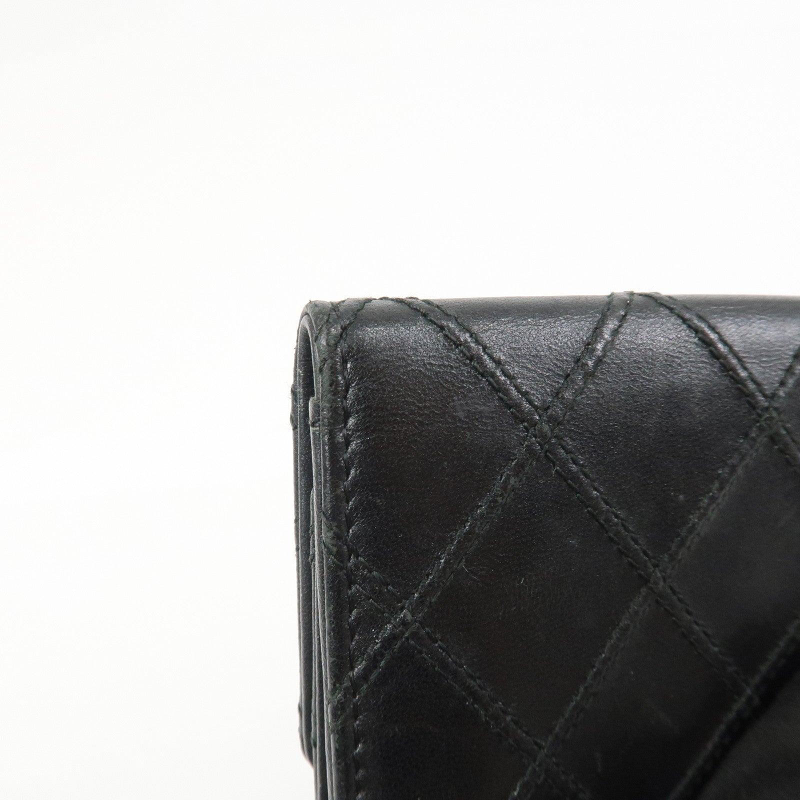 CHANEL Bicolore COCO Mark Lamb Skin 6 Rings Key Case Black