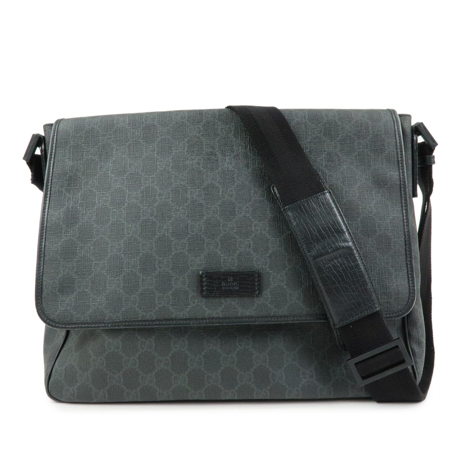 GUCCI GG Supreme Leather Shoulder Bag Crossbody Bag Black 169935