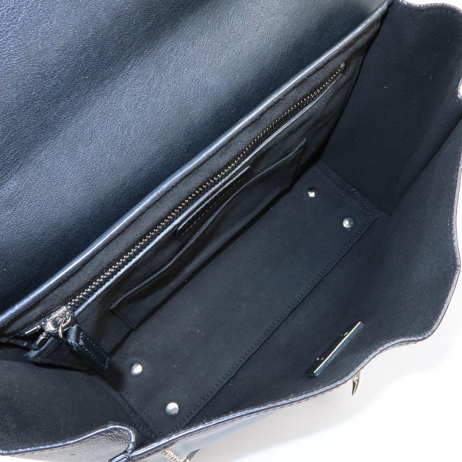 GIVENCHY Shark Studs Leather 2Way Bag Hand Shoulder Bag Black