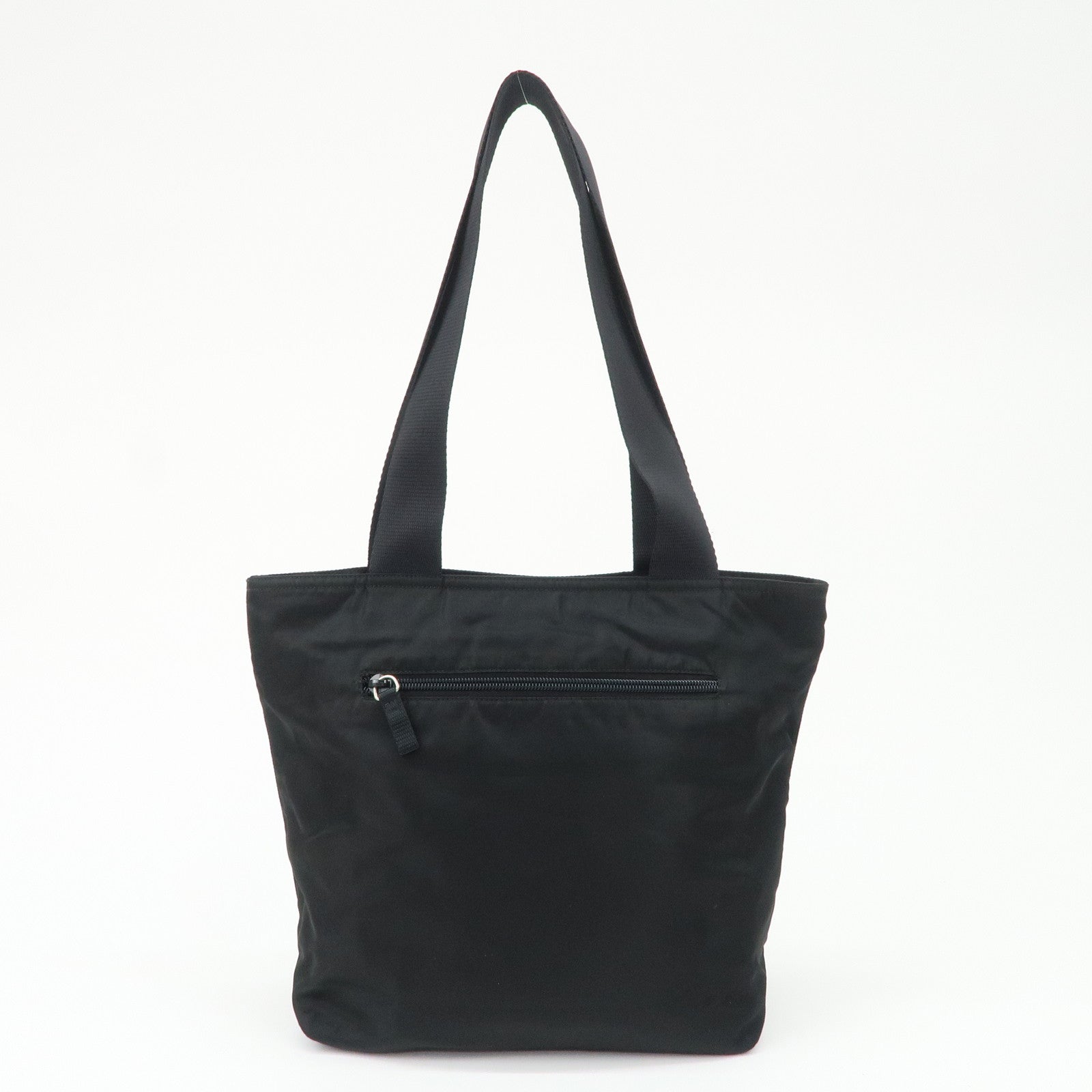 PRADA Triangle Logo Nylon Tote Bag Shoulder Bag Hand Bag Black