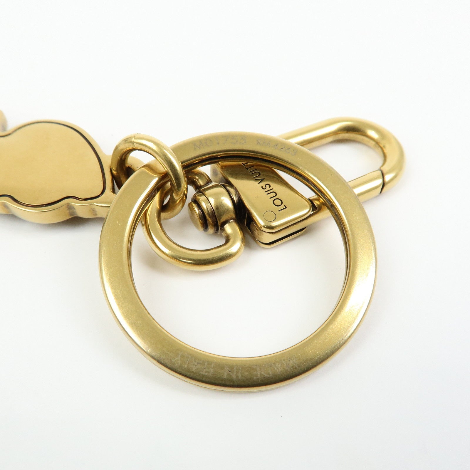 Louis Vuitton LV Lovers Studs Metal Bag Charm Key Chain Gold M01755