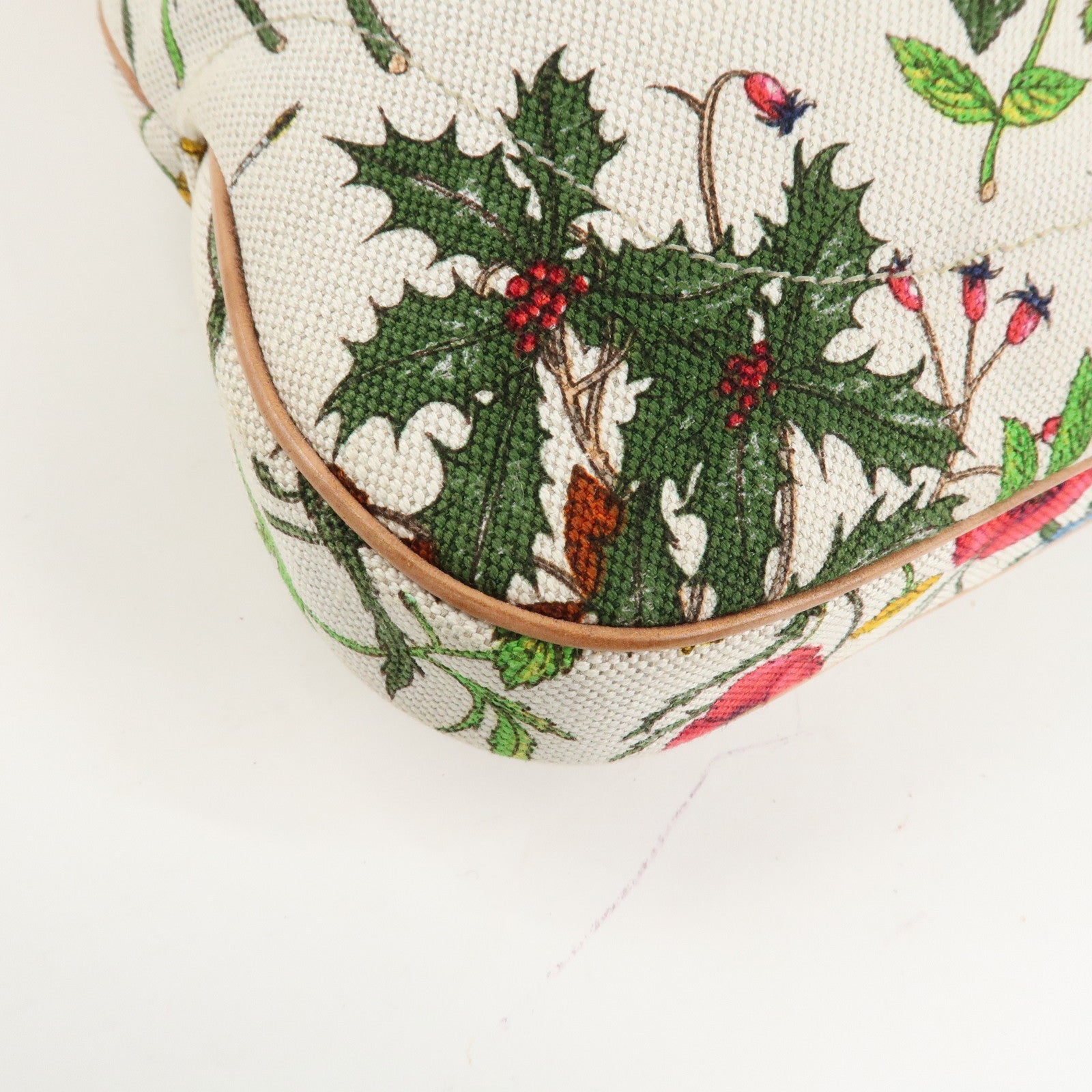 GUCCI New Jackie Flora Canvas Leather Shoulder Bag Multicolor Used