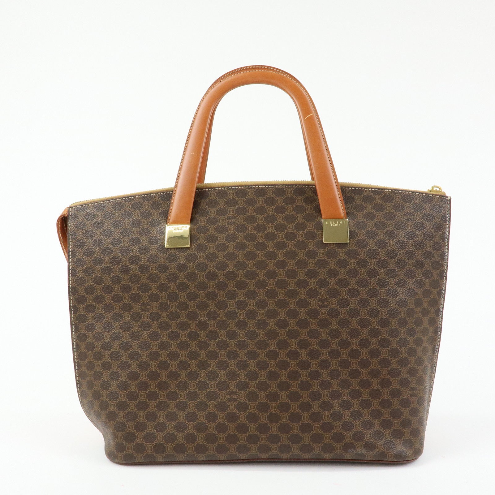 CELINE Macadam PVC Leather 2WAY Bag Hand Bag Shoulder Bag Brown