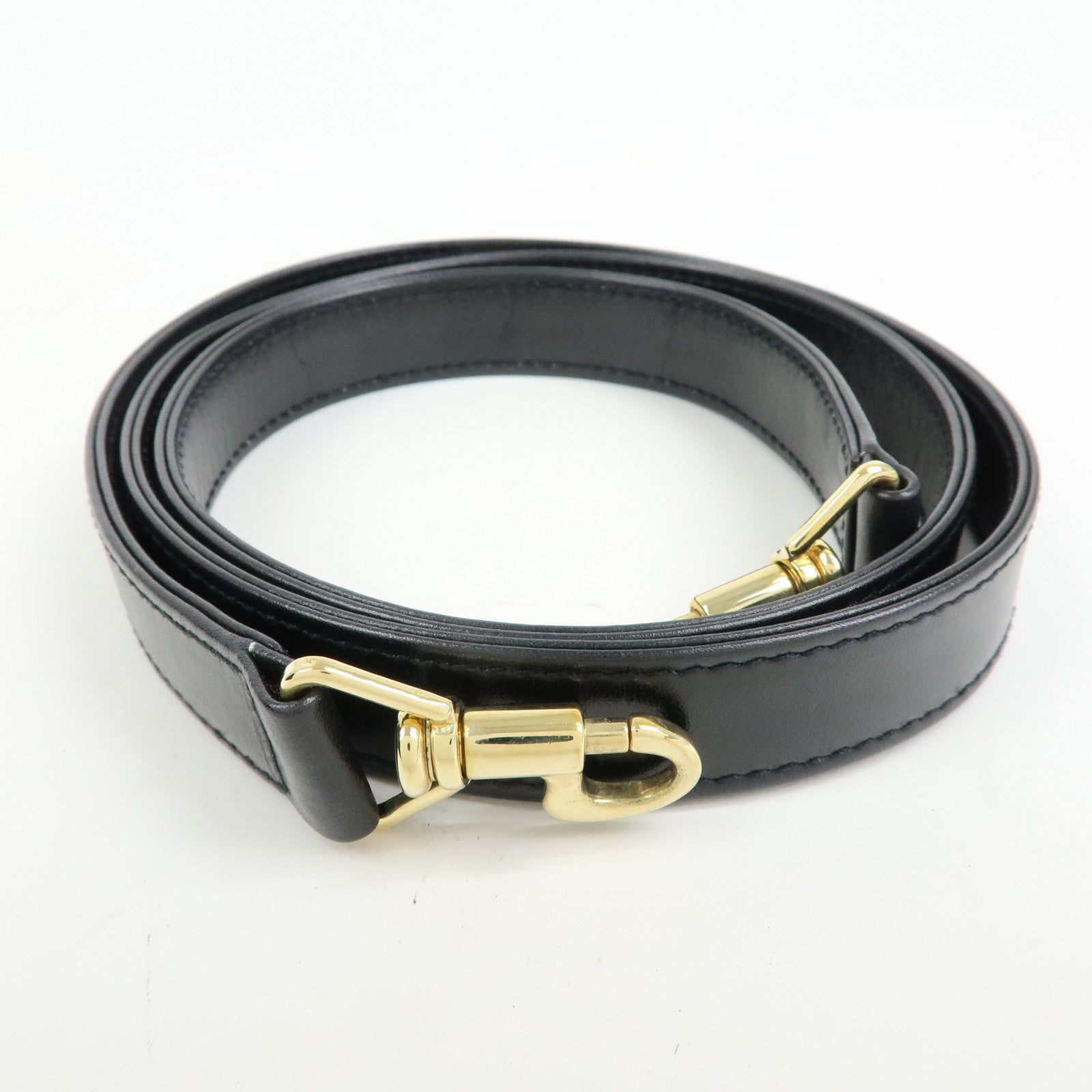 GUCCI Bamboo Leather Hand Bag Shoulder Bag Black 000・33・0175