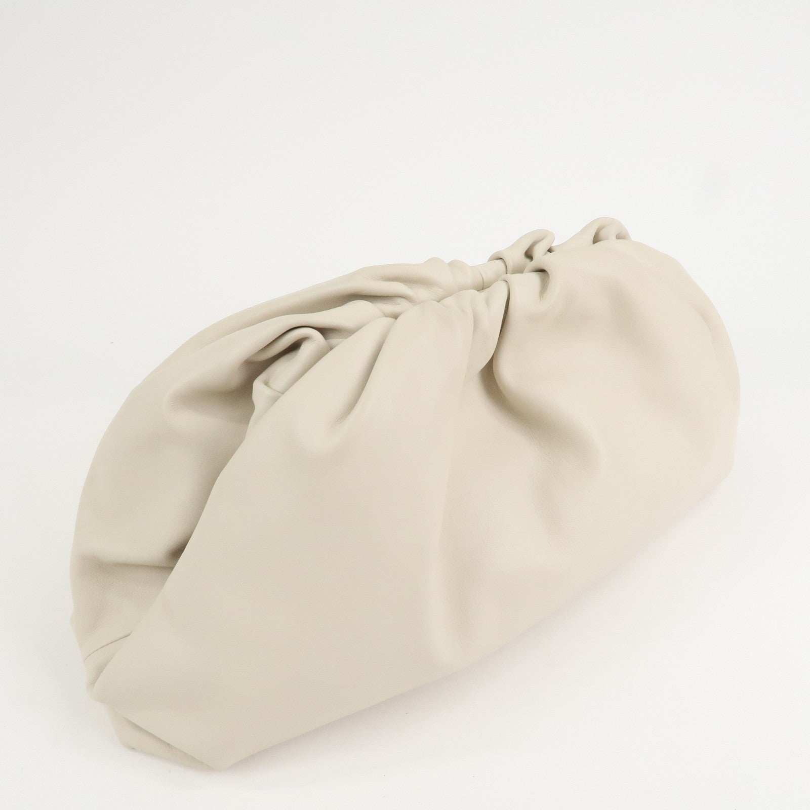 BOTTEGA VENETA Leather The Pouch Clutch Bag Hand Bag Ivory