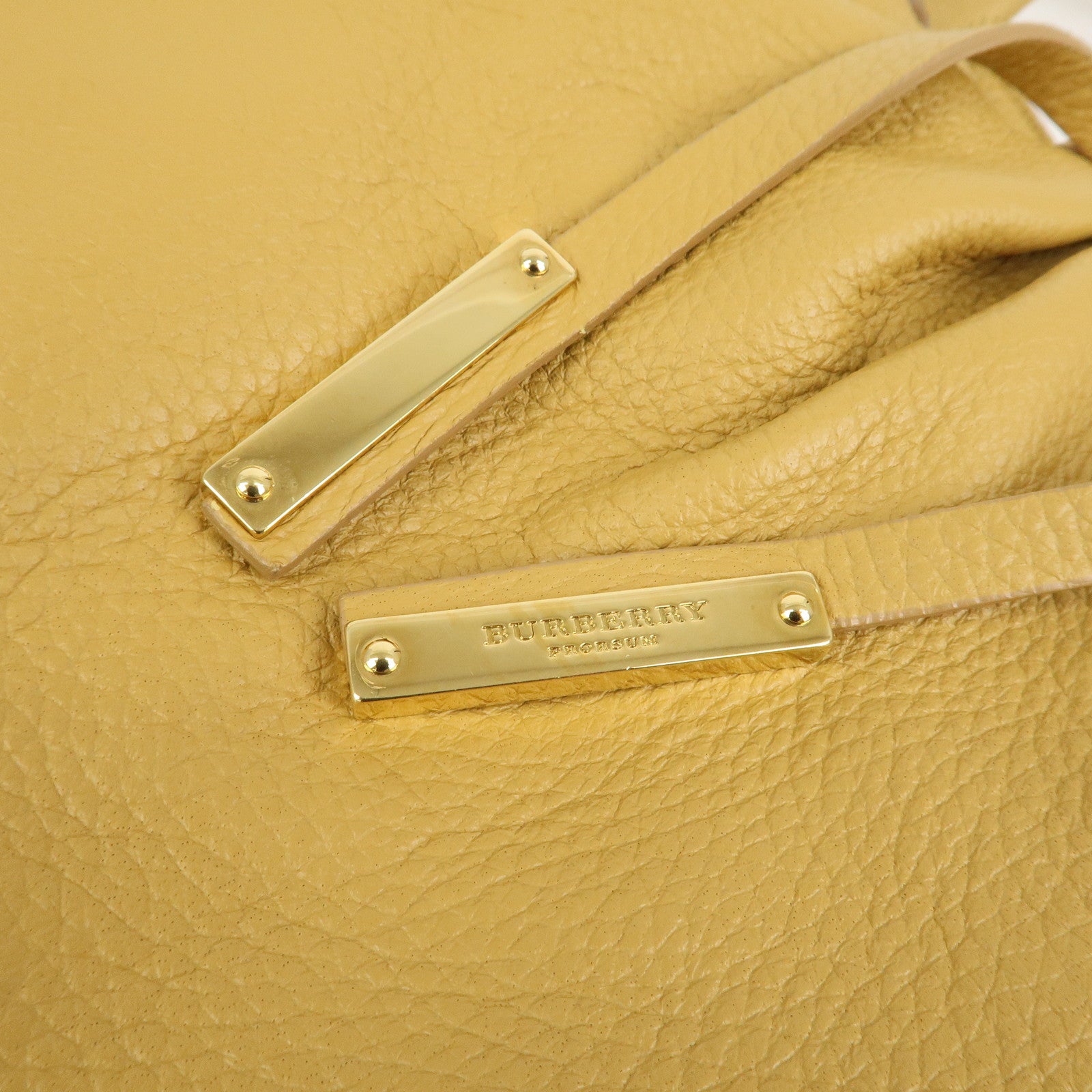 BURBERRY Logo Leather 2Way Bag Shoulder Hand Bag Mustard