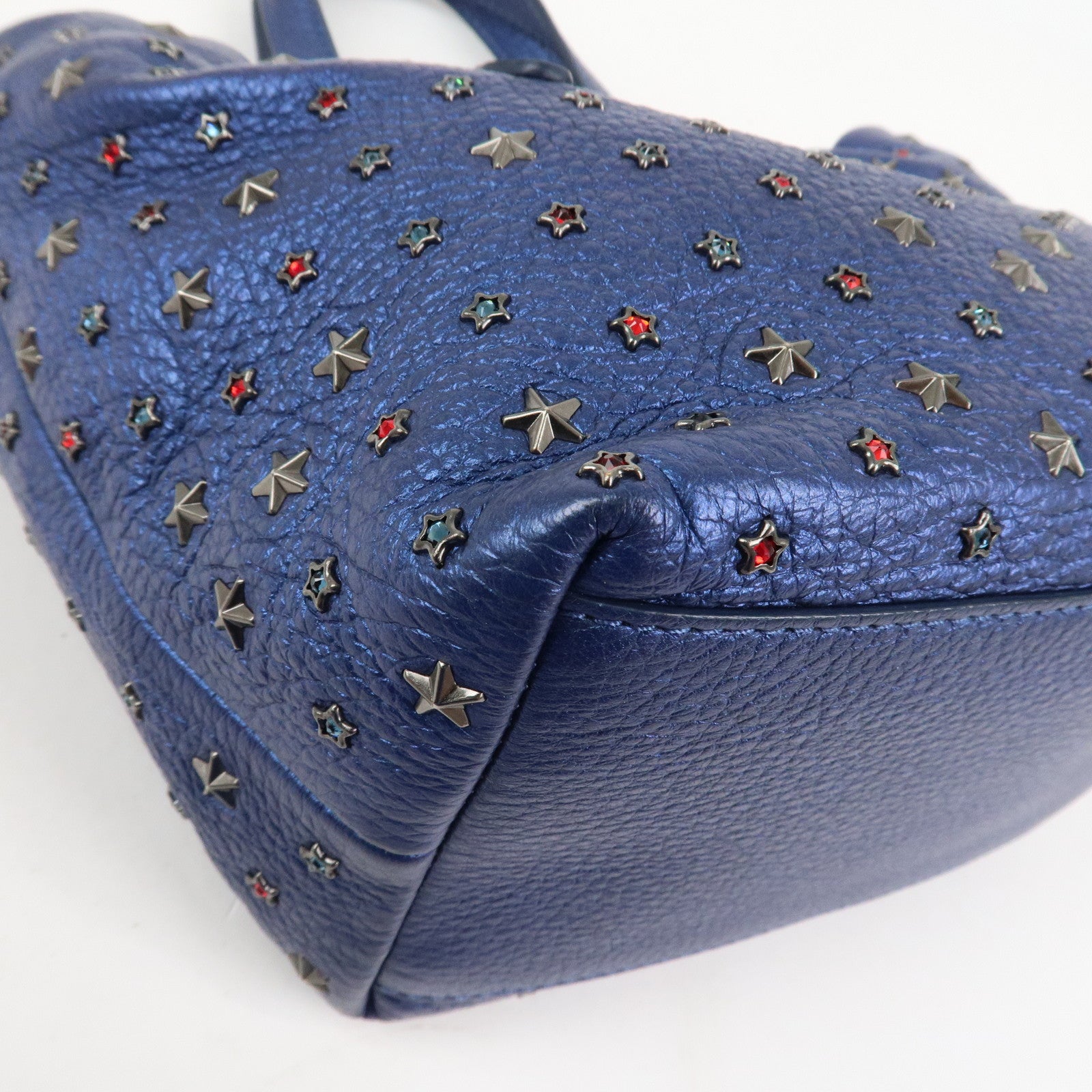 JIMMY CHOO Leather MINISARA 2Way Bag Hand Bag Shoulder Bag Blue