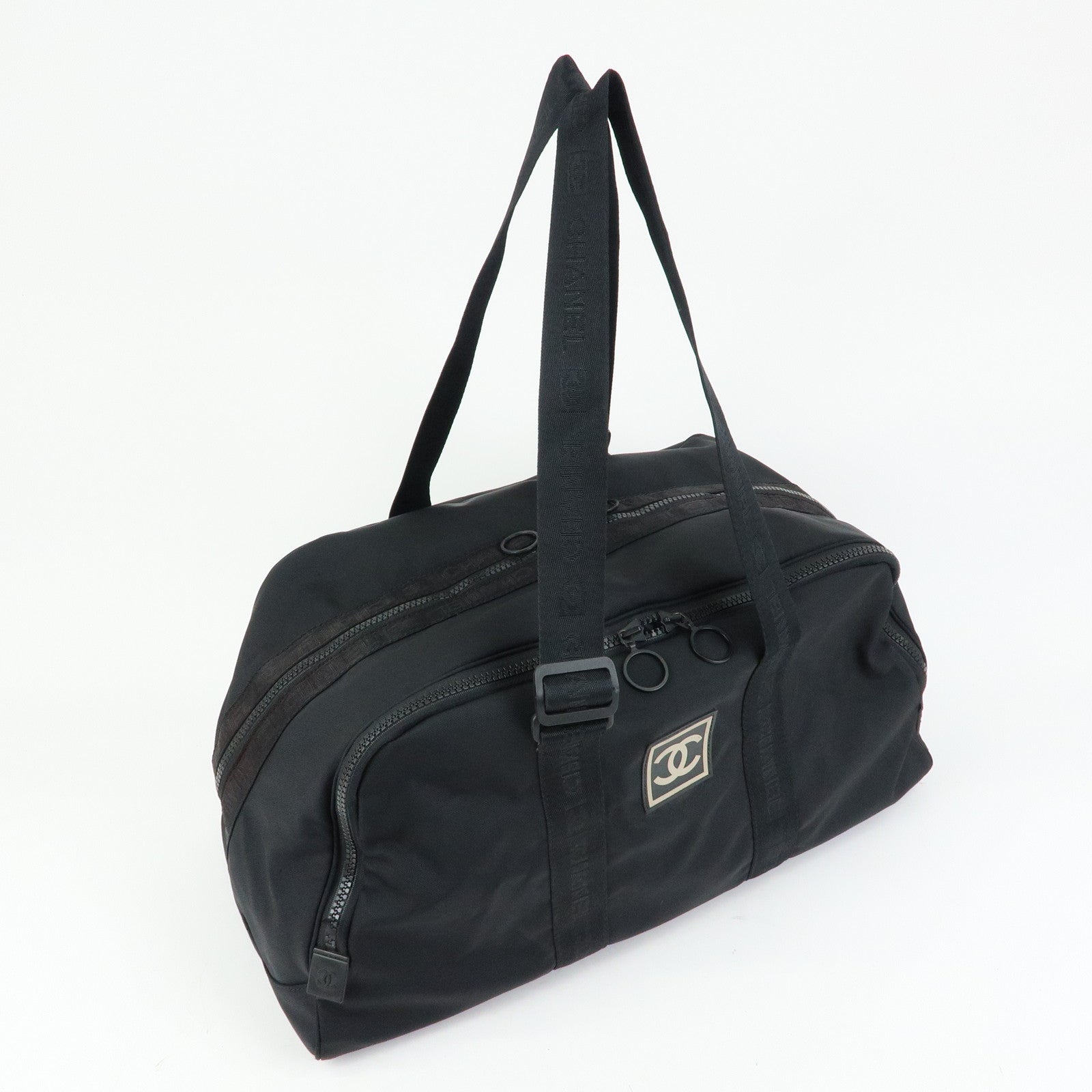 CHANEL COCO Mark Sport Line Nylon Boston Bag Shoulder Bag Black