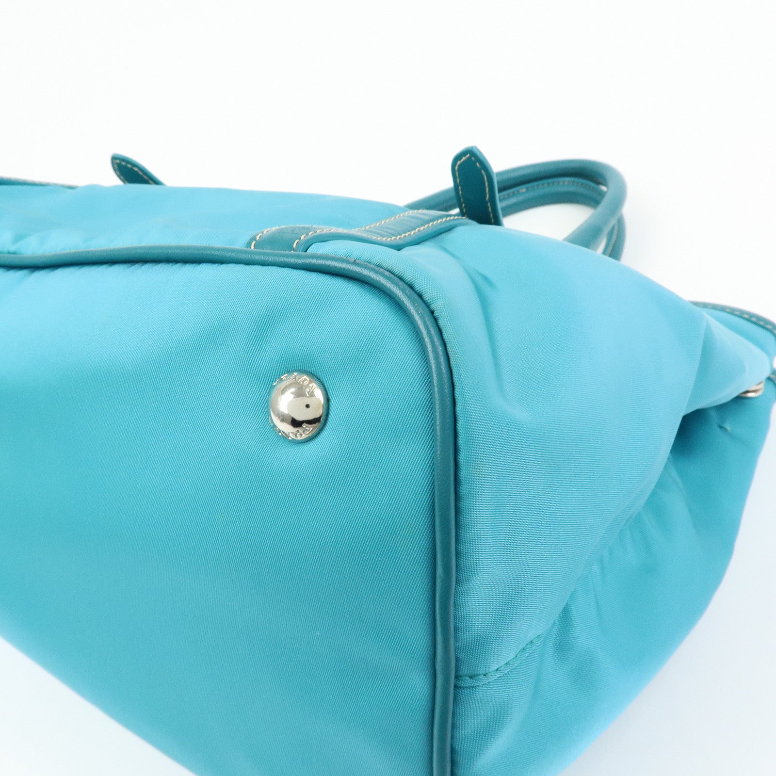 PRADA Nylon Leather 2Way Tote Hand Shoulder Bag Green BN1841