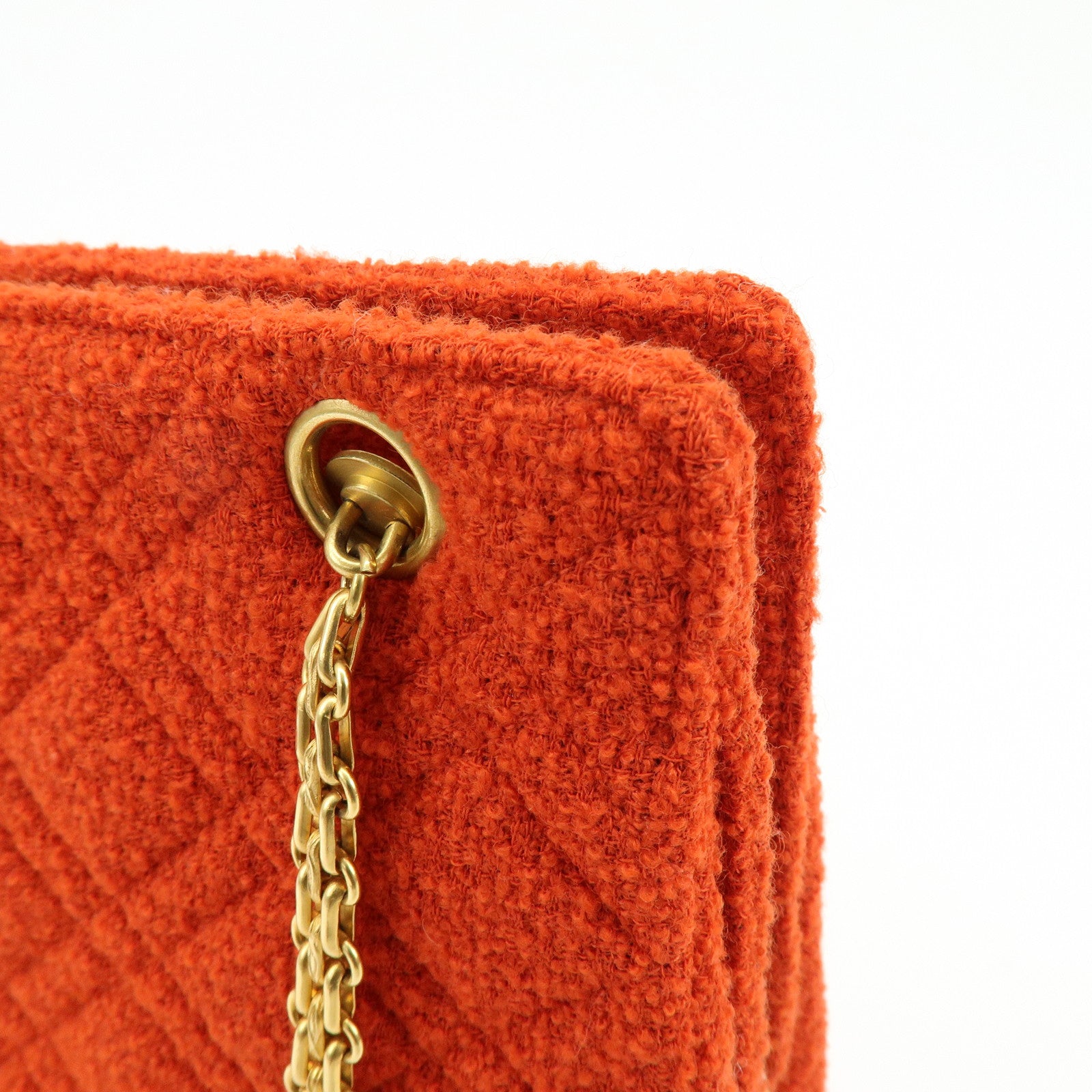 CHANEL COCO Mark Tweed Chain Shoulder Bag Hand Bag Red