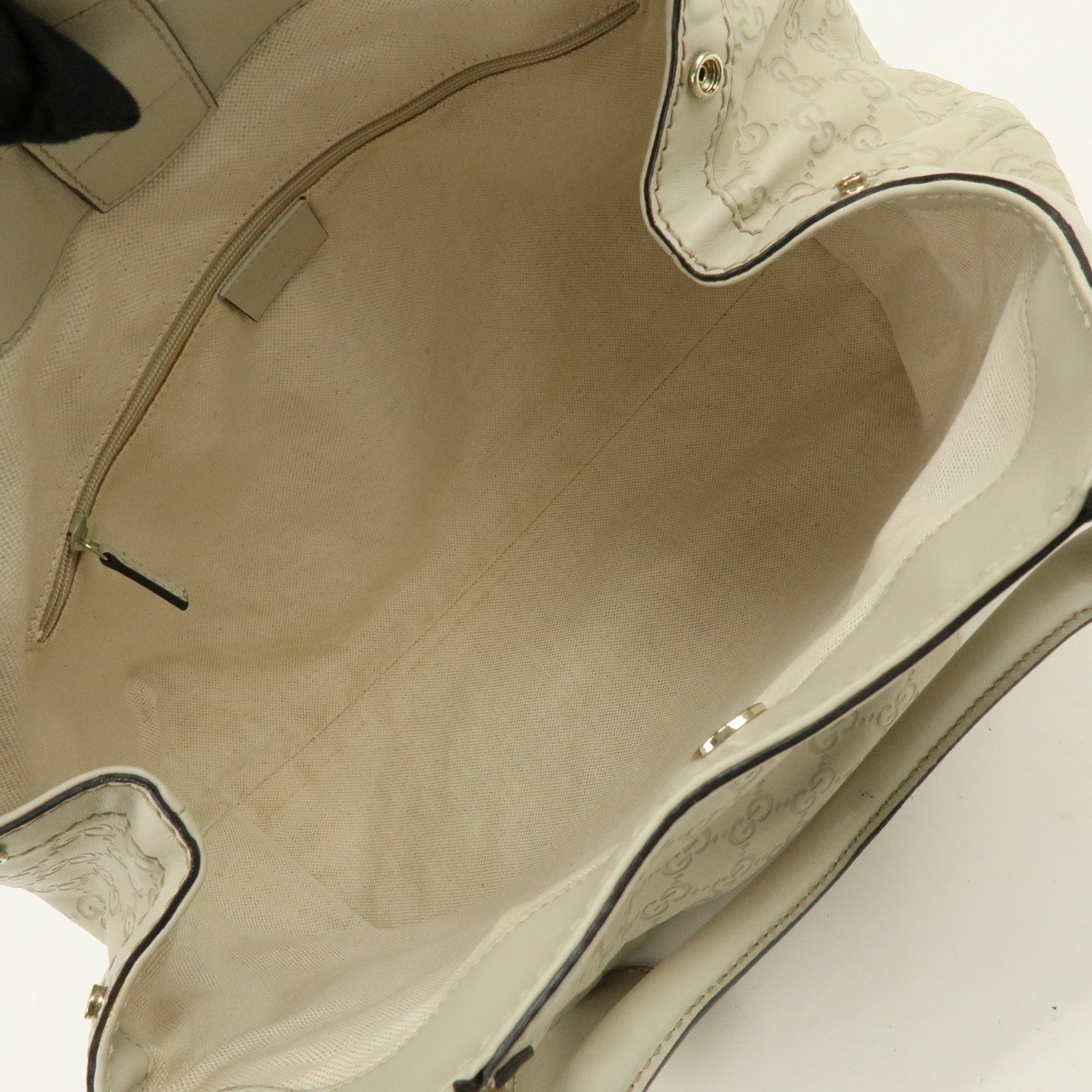 GUCCI Sukey Guccissima Leather Tote Bag Hand Bag White 211944