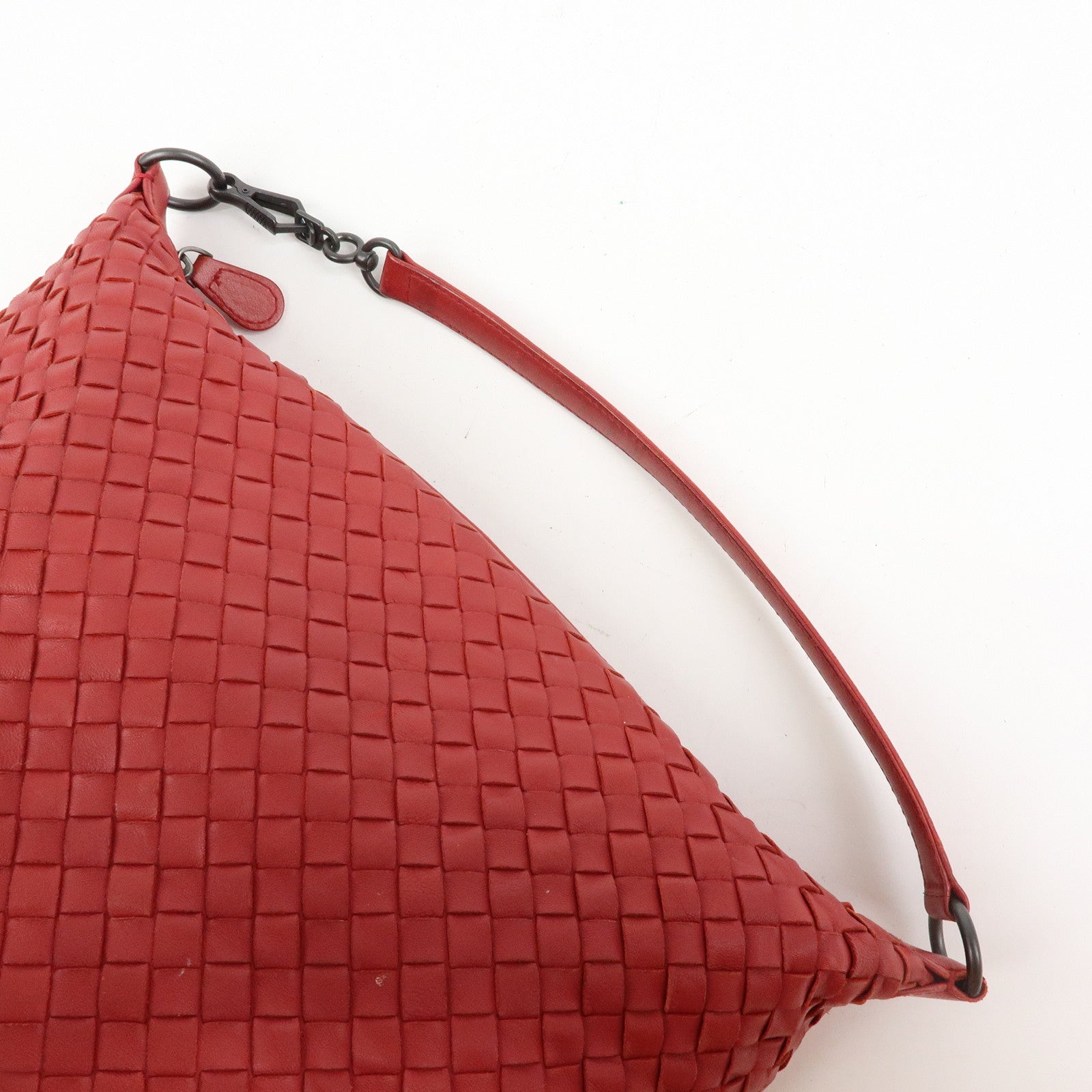 BOTTEGA VENETA Intrecciato Leather Hand Bag Shoulder Bag Red