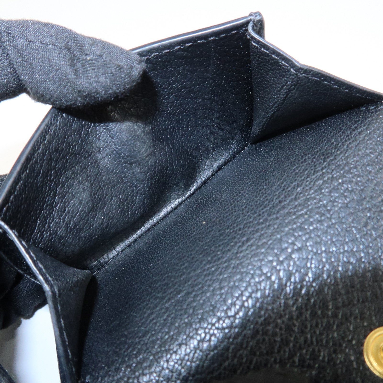 MIU MIU Logo Leather Tri-fold Compact Wallet Black 5MH020