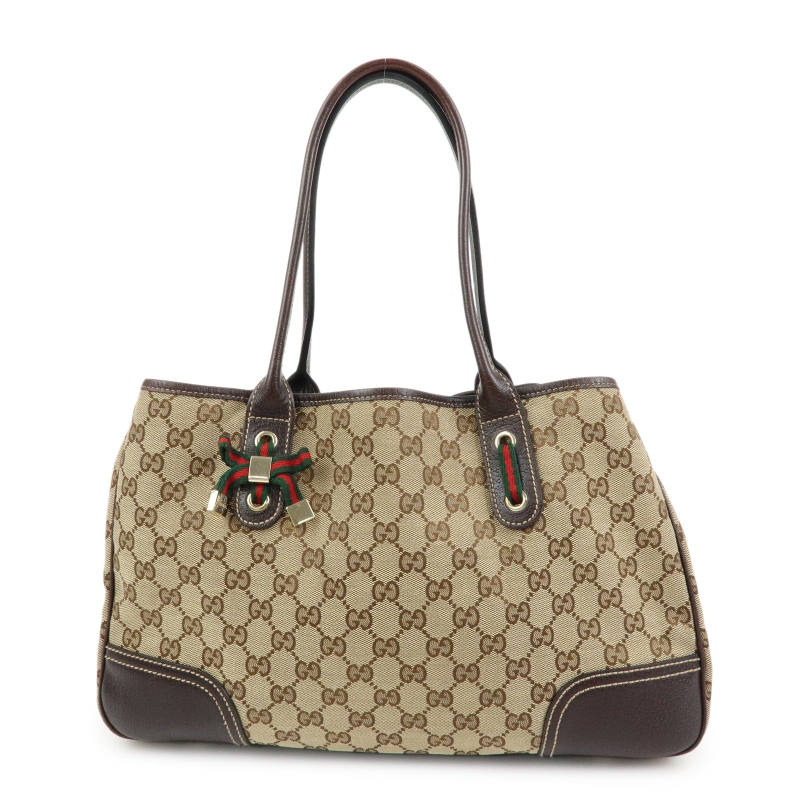 GUCCI Princy Sherry GG Canvas Leather Tote Bag Hand Bag 163805