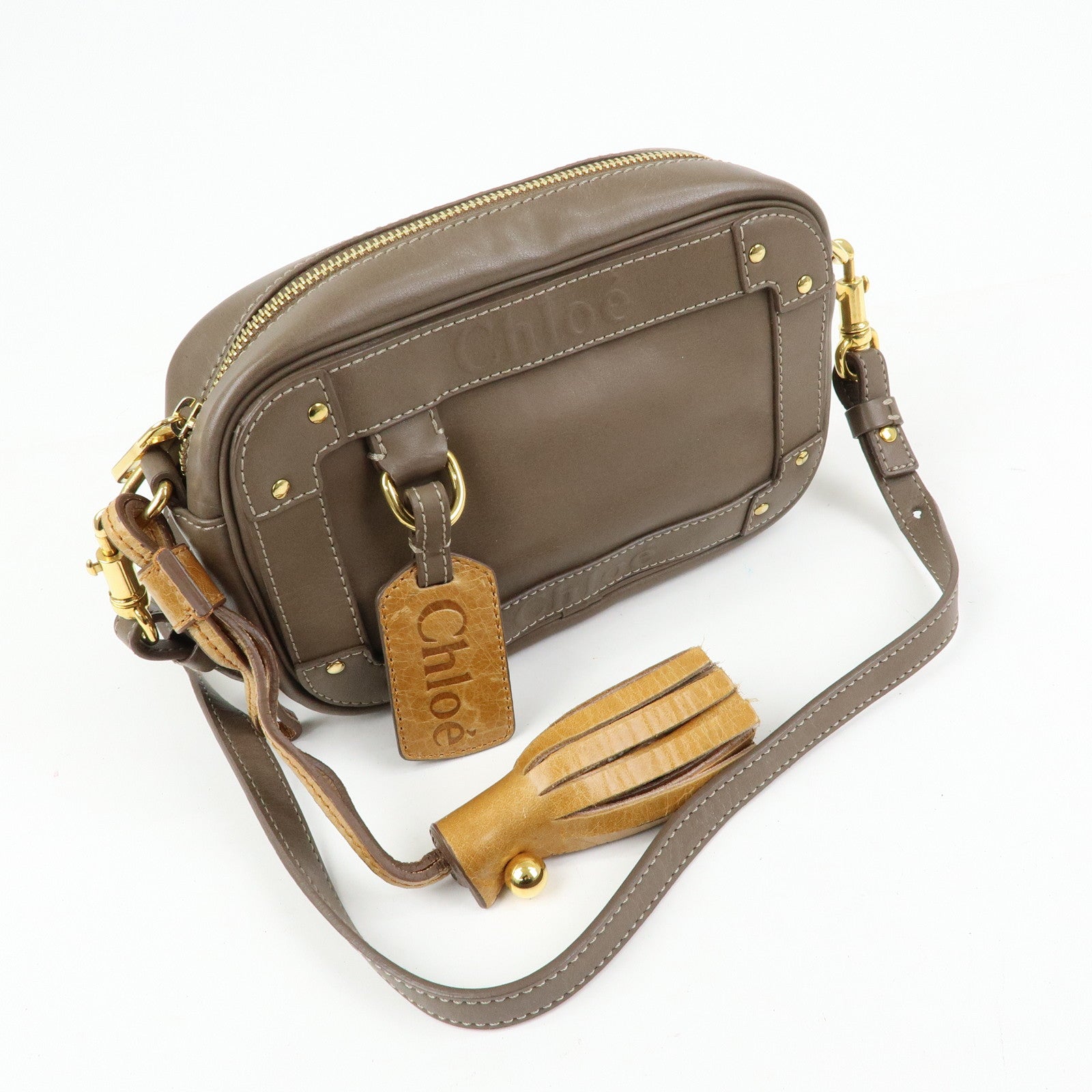 Chloe Eden Leather Tassel Shoulder Bag Crossbody Bag Brown