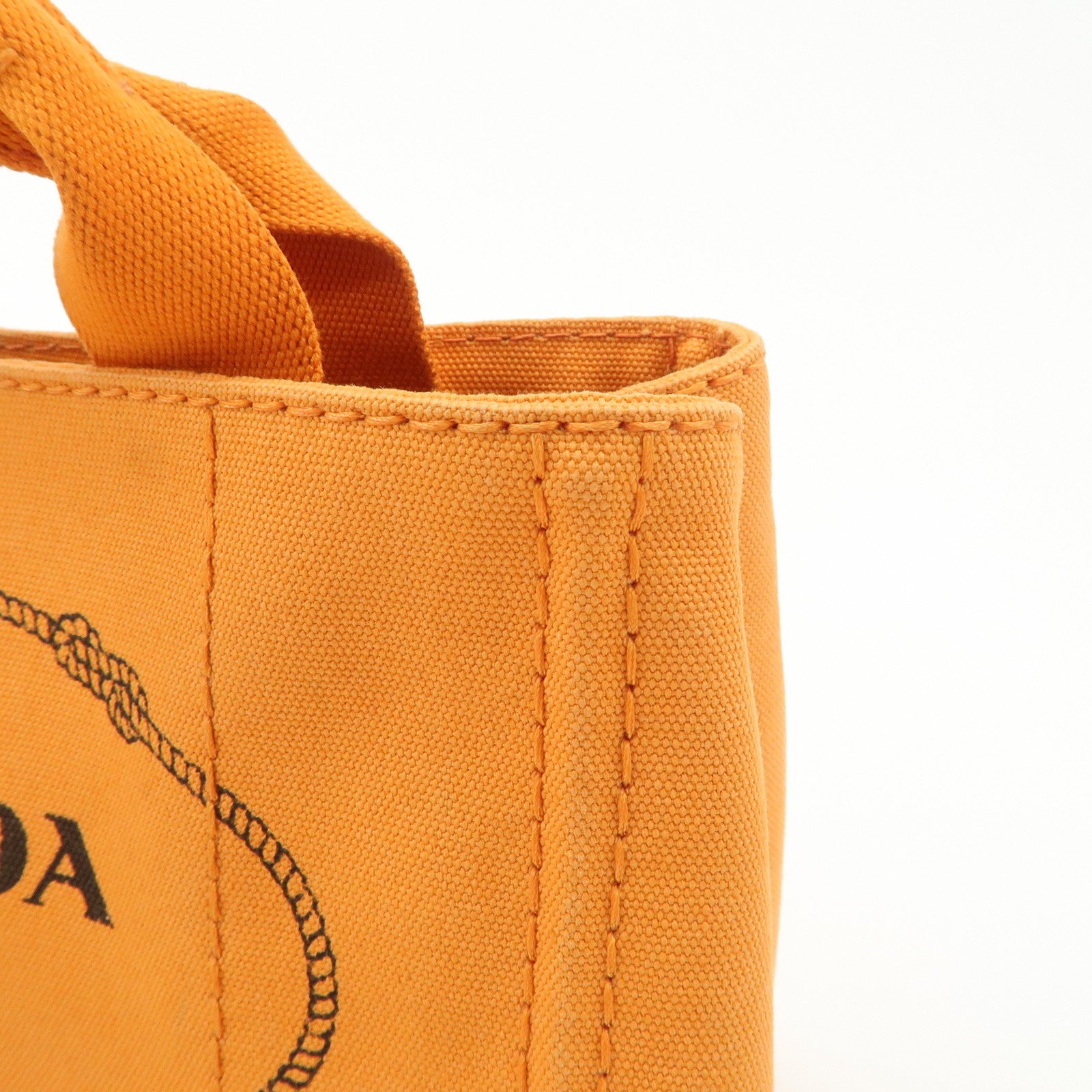 PRADA Logo Canapa Mini Canvas Tote Bag Hand Bag Orange BN2439