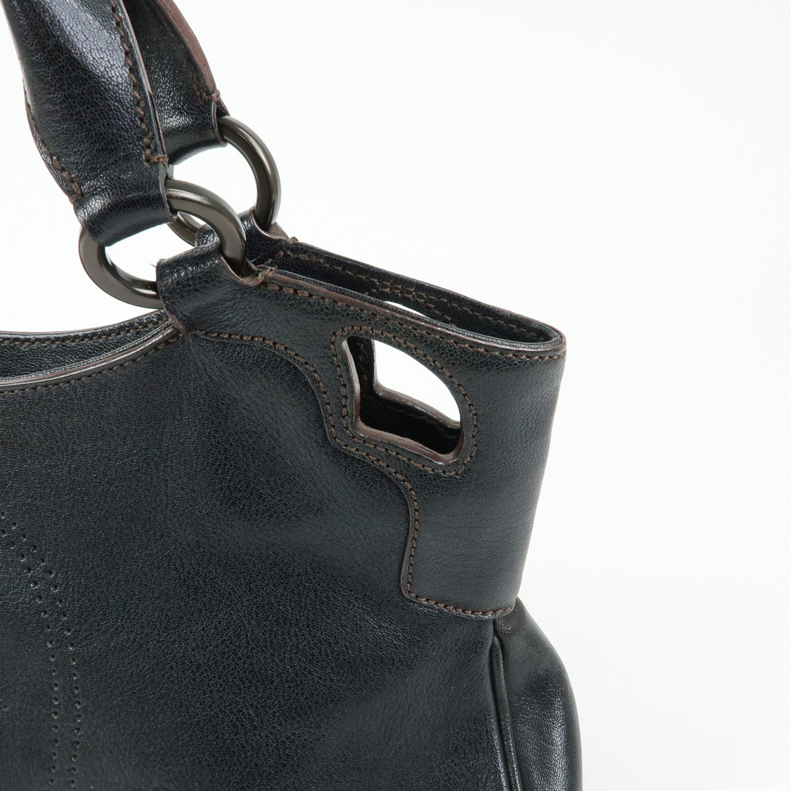 Cartier Marcello de Cartier Leather Hand Bag Tote Bag Black