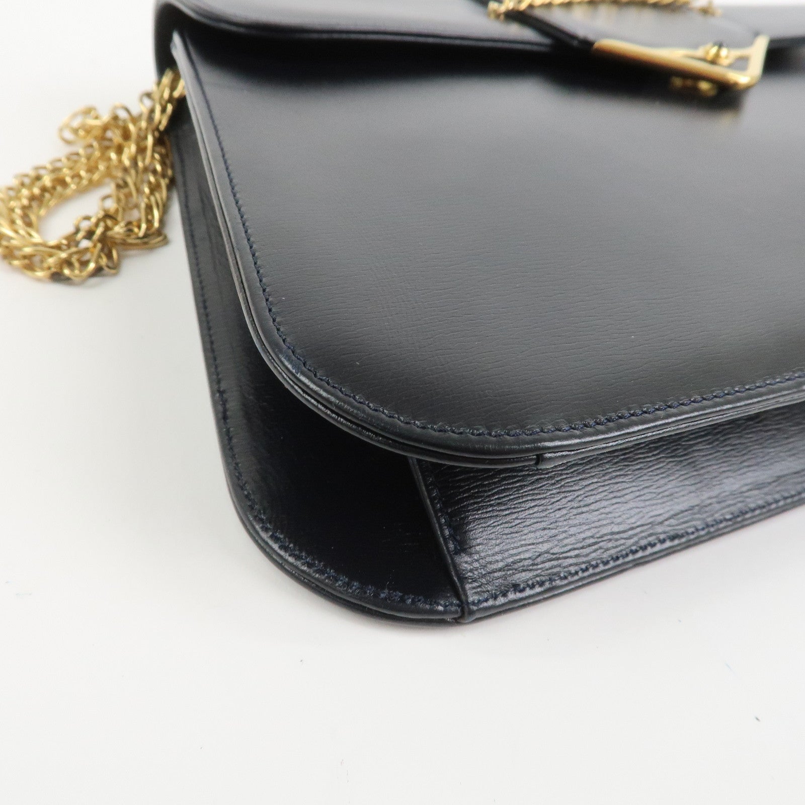 Cartier Sapphire Line Leather Sapphire Chain Shoulder Bag Black