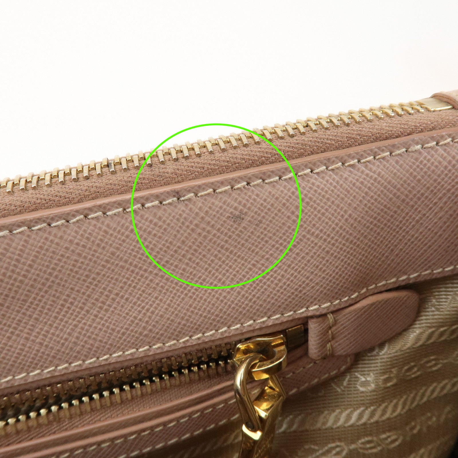 PRADA Traingle Logo Galleria 2Way Bag Hand Bag Pink Beige1BA863
