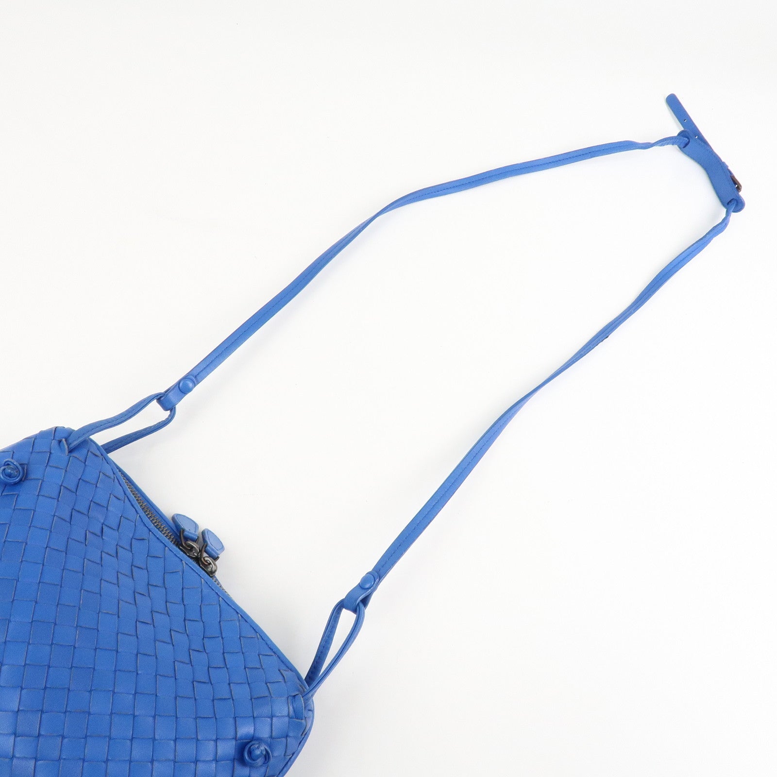 BOTTEGA VENETA Intrecciato Leather Shoulder Bag Blue