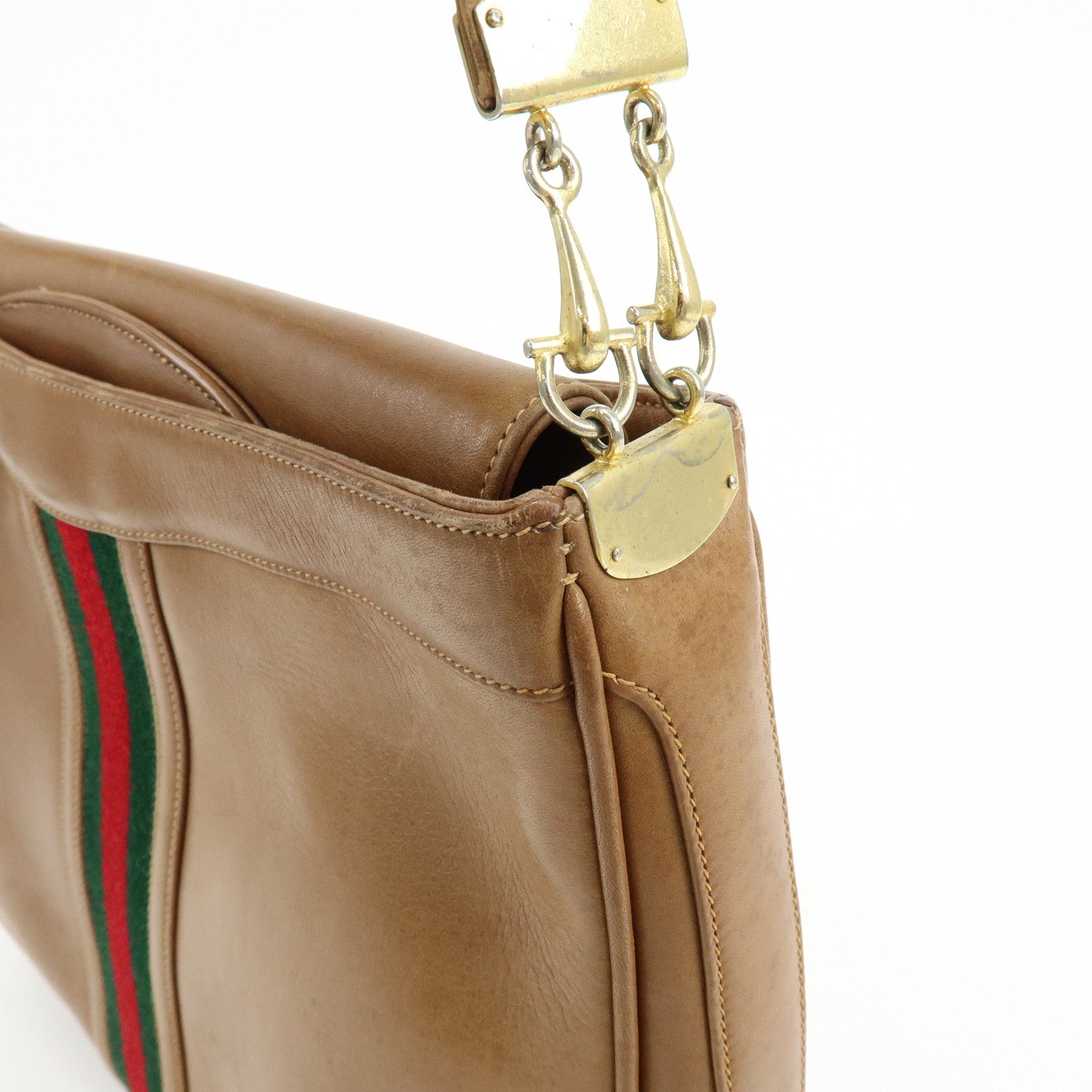 GUCCI Old GUCCI Sherry Leather Hand Bag Shoulder Bag Brown