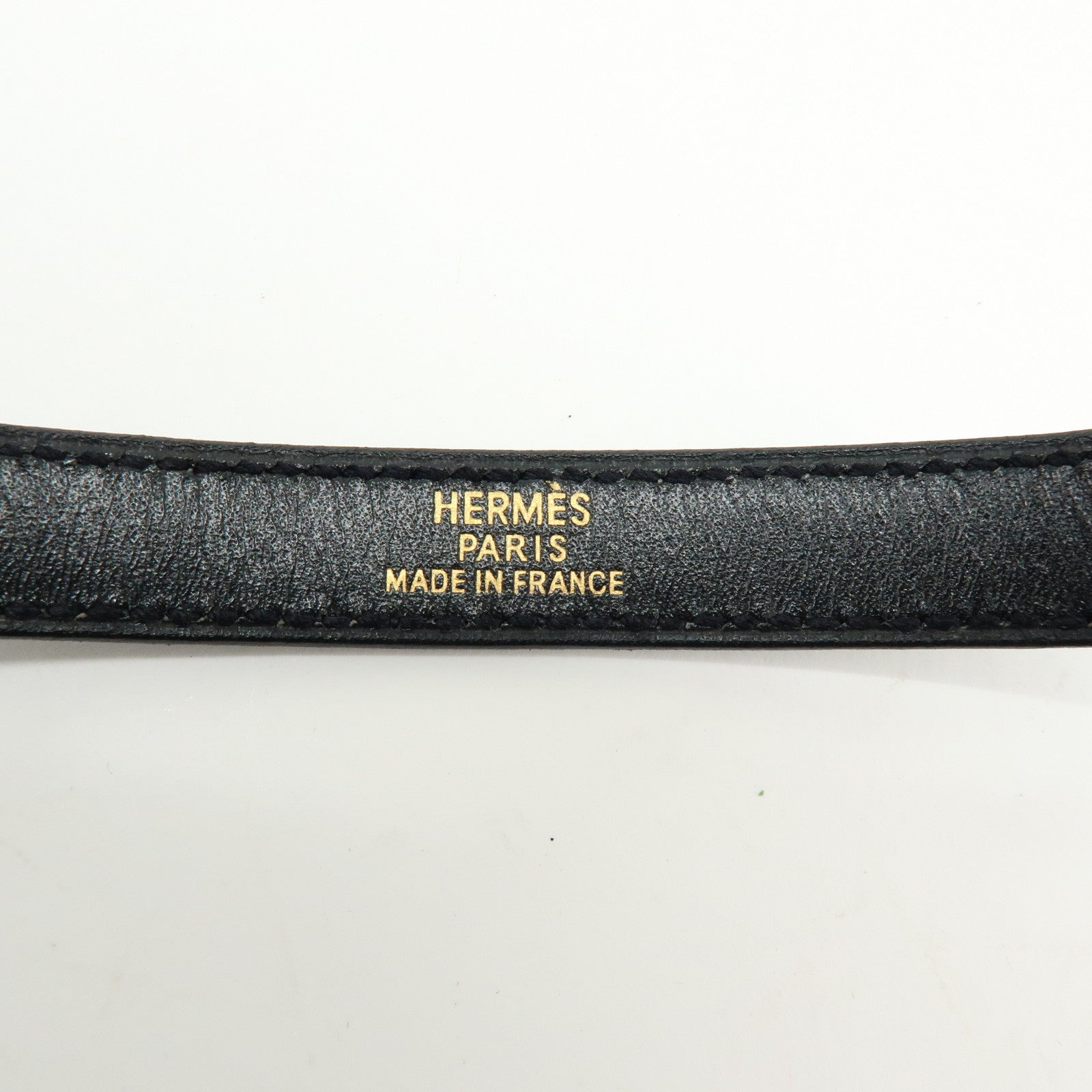 HERMES Kelly Double Tour Leather □F Stamped Bracelet Black