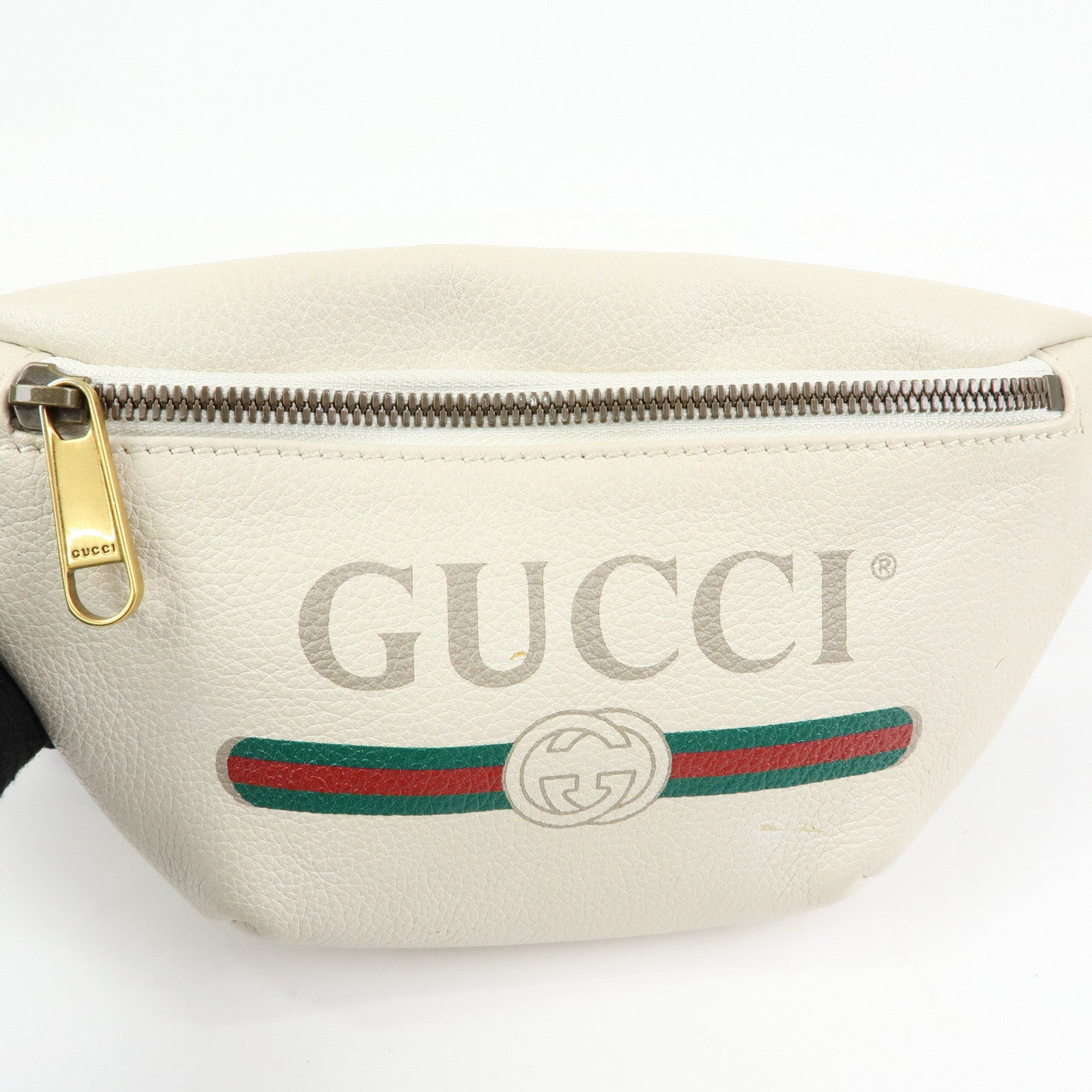 GUCCI Sherry Leather Waist Pouch Body Bag White 527792