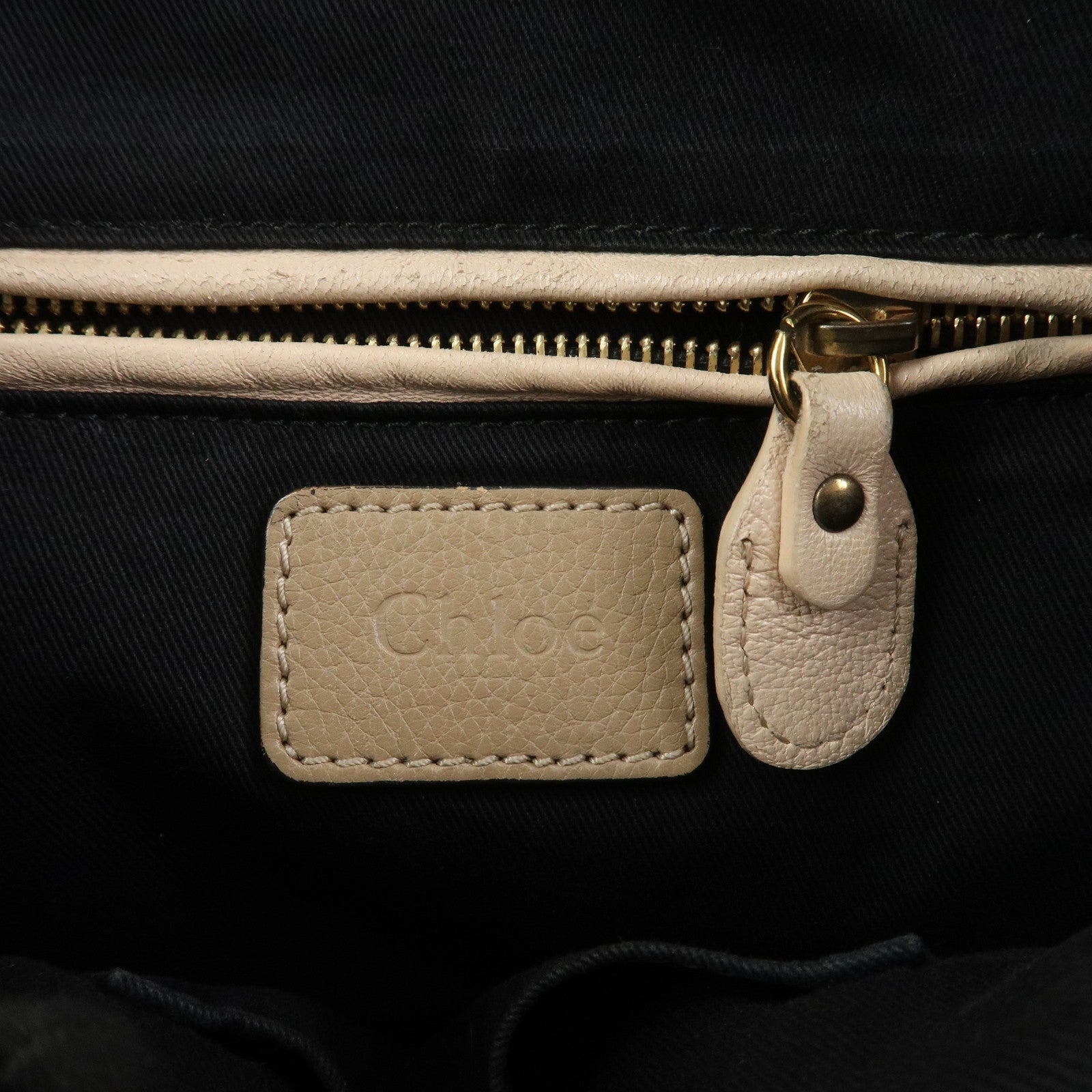 Chloe Parati Leather 2WAY Bag Shoulder Bag Beige