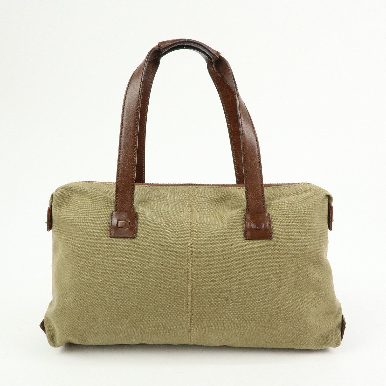 GUCCI Canvas Leather Tote Bag Hand Bag Khaki Brown 109132