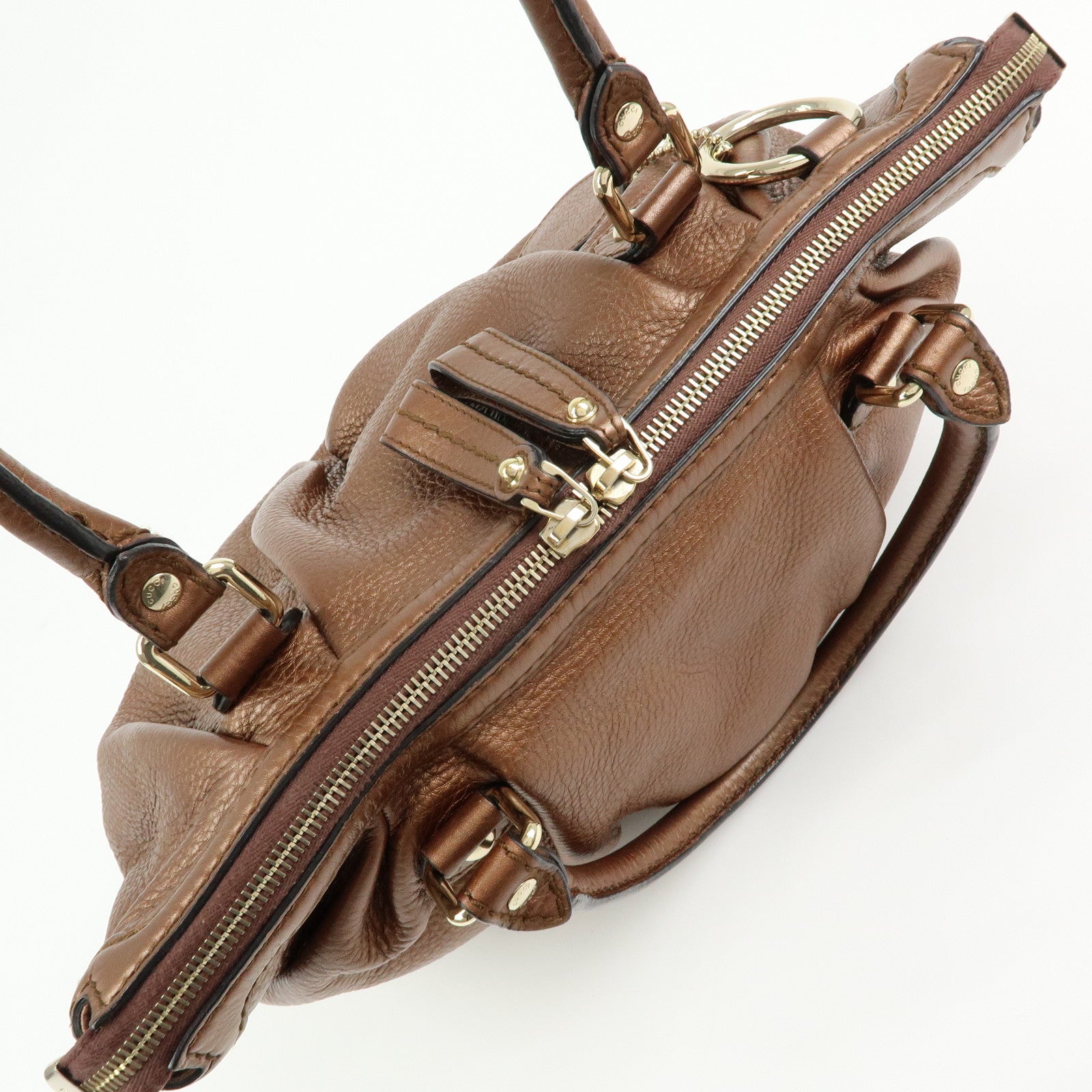 GUCCI Sukey Interlocking G Leather 2Way Shoulder Bag Bronze 247902