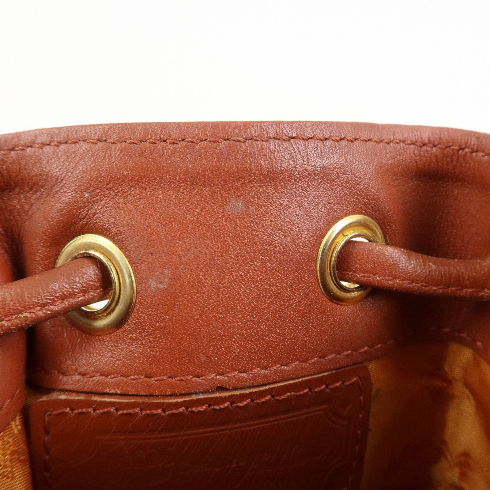 MCM Visetos Leather Drawstring Shoulder Bag Brown