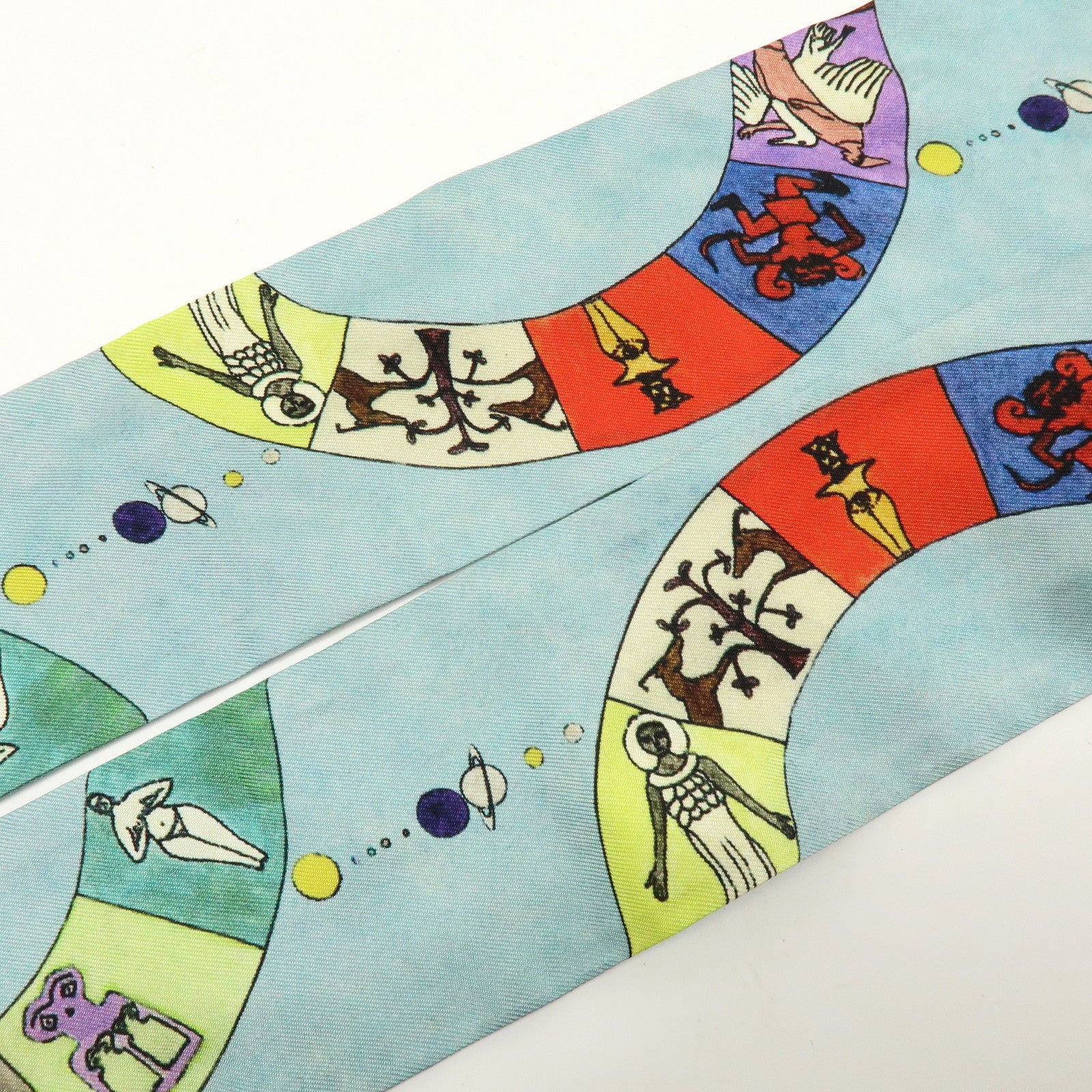 Christian Dior Mitzah Silk 100% Scarf Zodiac Horoscope Light Blue
