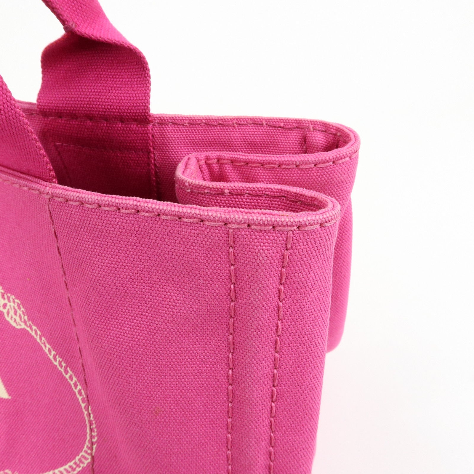 PRADA Triangle Logo Canapa Canvas Hand Bag Tote Bag Pink BN1872