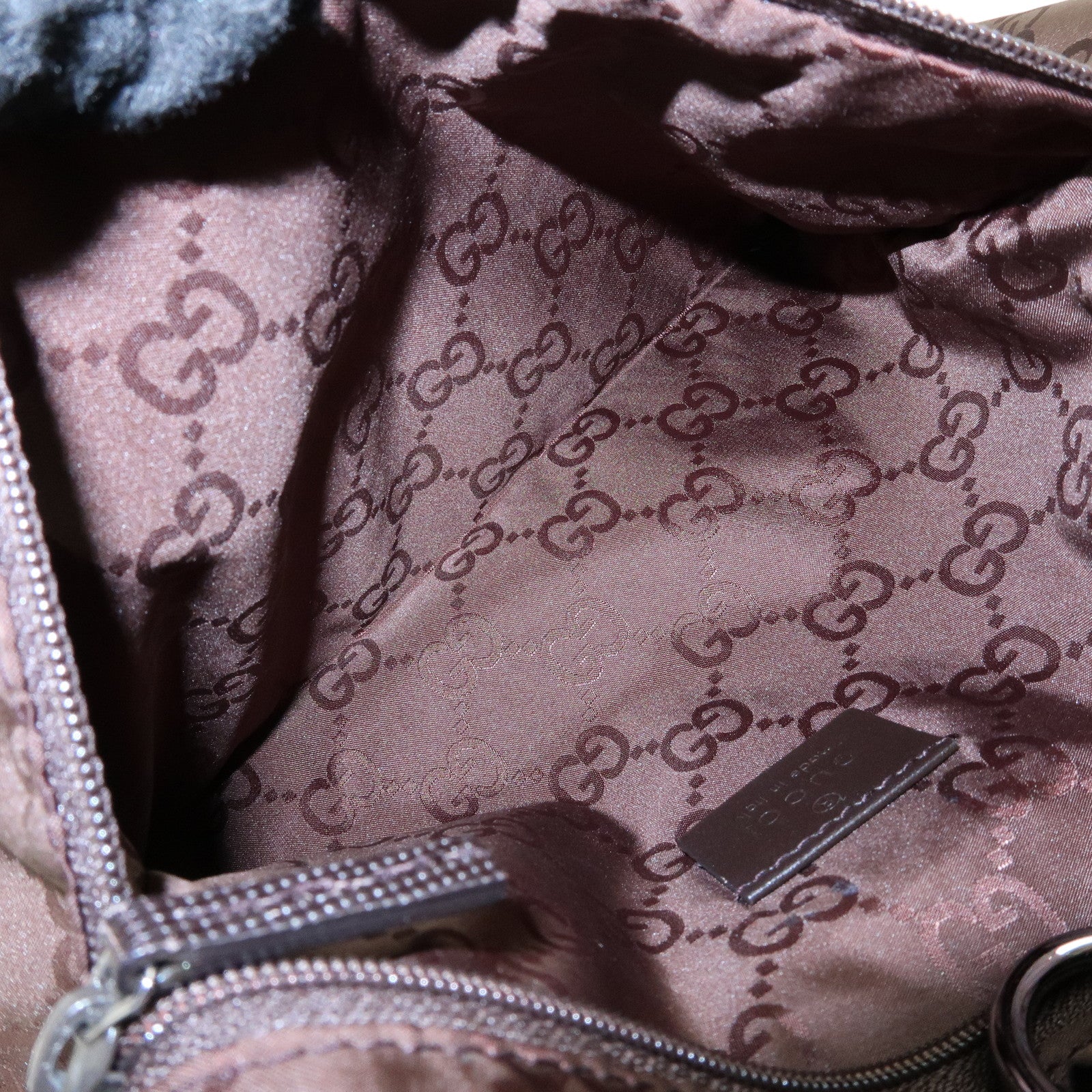 GUCCI GG Nylon Leather Backpack Brown 223670