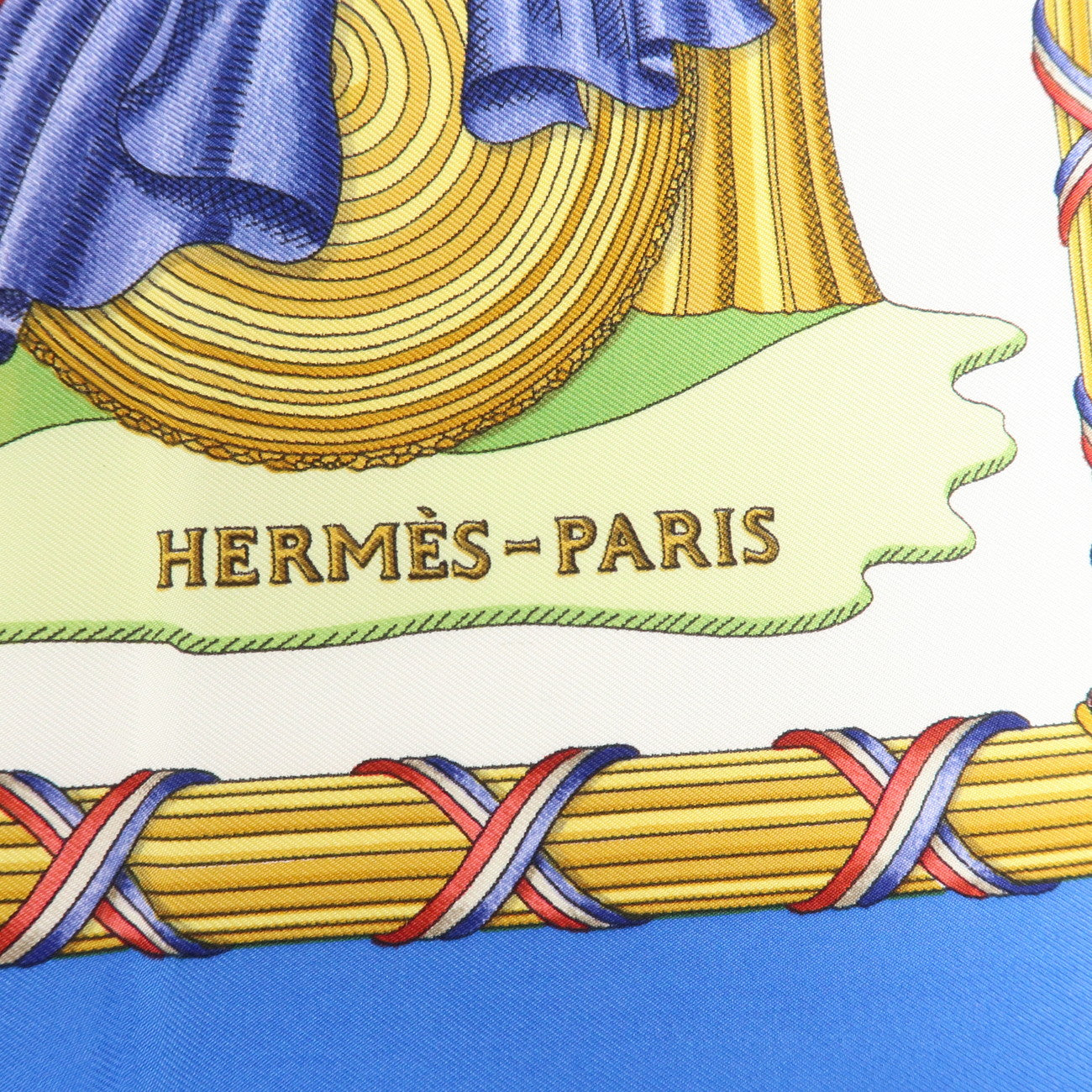 HERMES Carre 90 Silk 100% Scarf Blue Multi Color Used