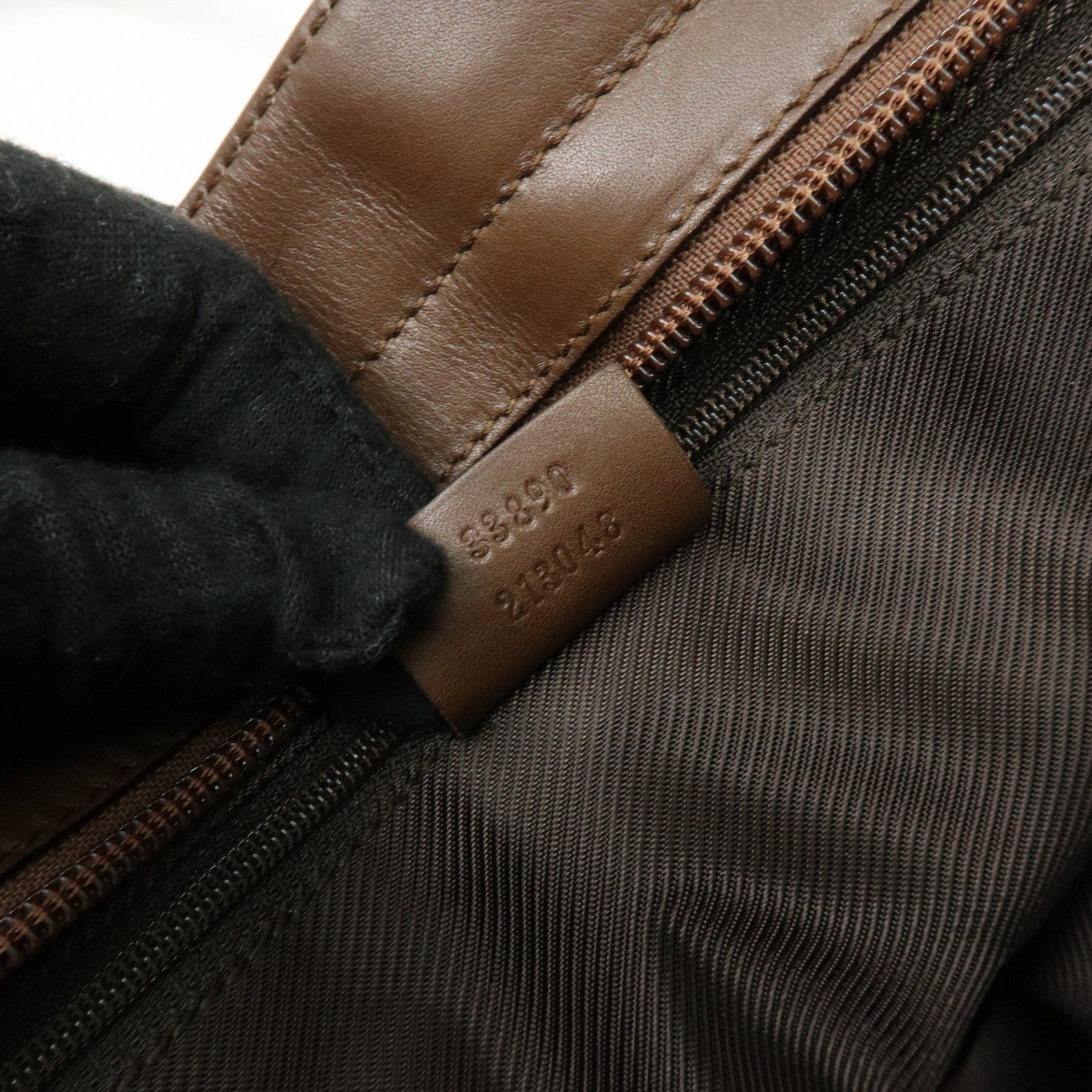 GUCCI GG Canvas Leather Tote Bag Hand Bag Brown 33890