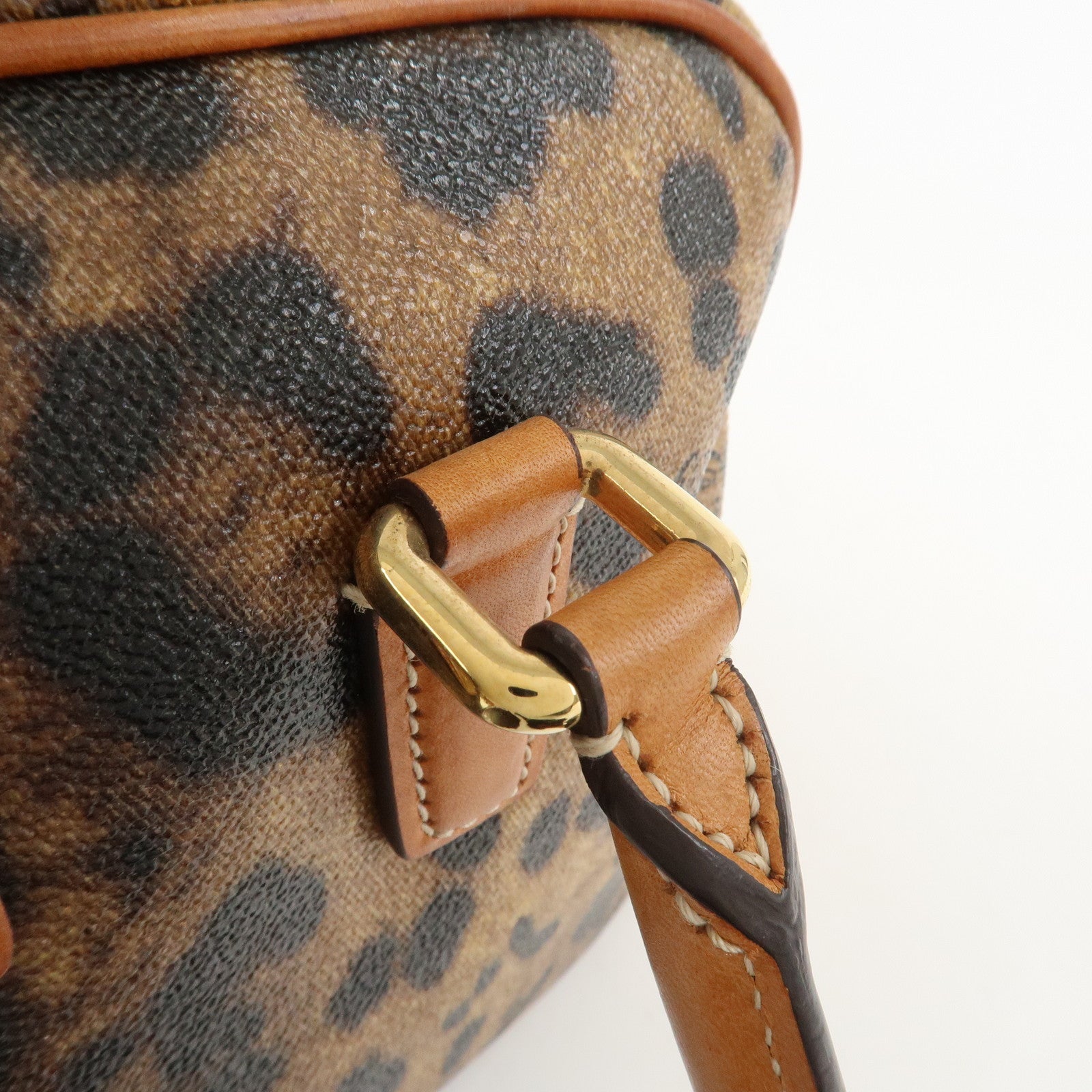 Dolce&Gabbana Leather Shoulder Bag Hand Bag Leopard Brown