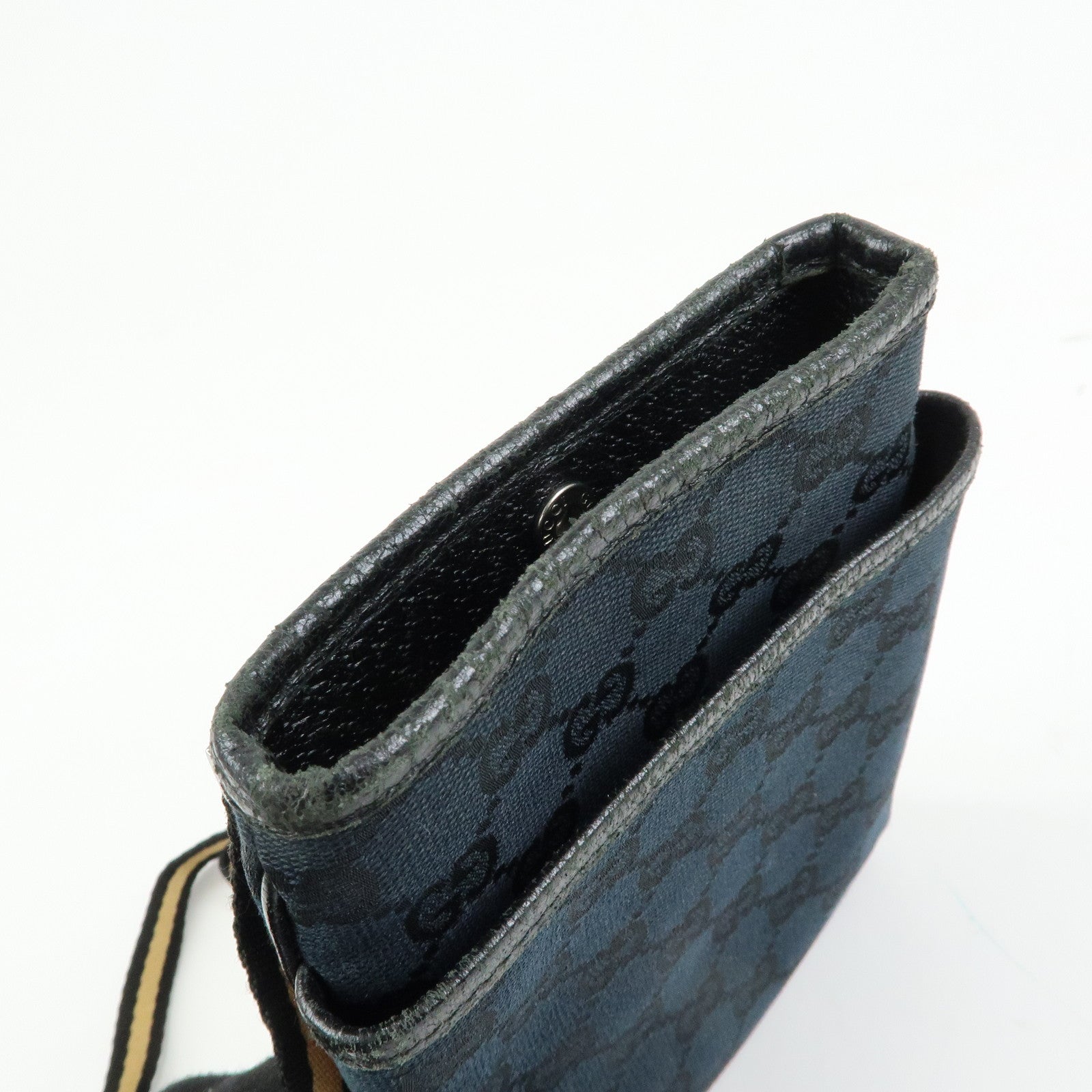 GUCCI Sherry GG Canvas Leather Small Shoulder Bag Black 141863