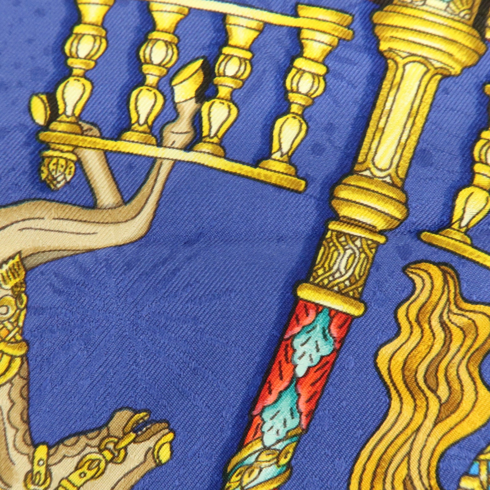 HERMES Carre 90 Silk 100% LUNA PARK Scarf Blue Gold